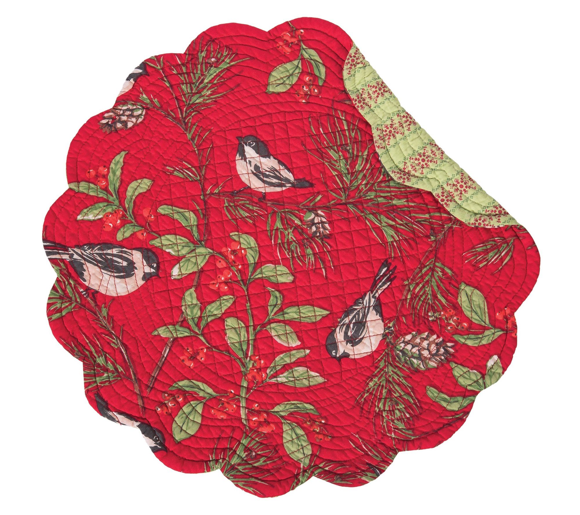 Chickadee Red Round Placemat Set of 6 by Valerie