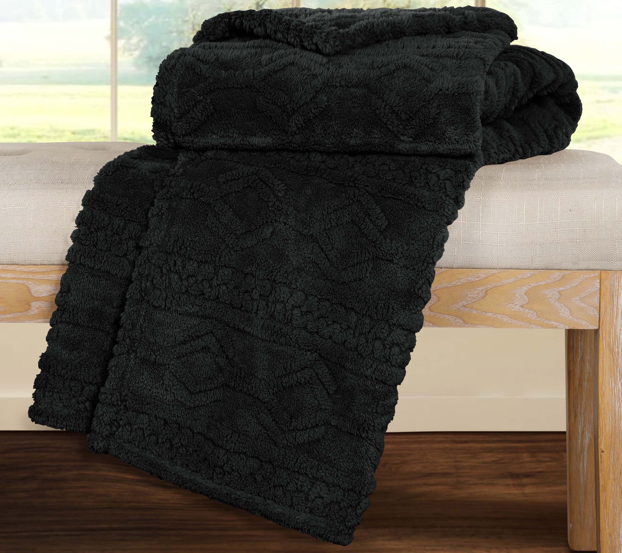 Superior Boho Knit Jacquard Fleece Fluffy Blanket - Throw