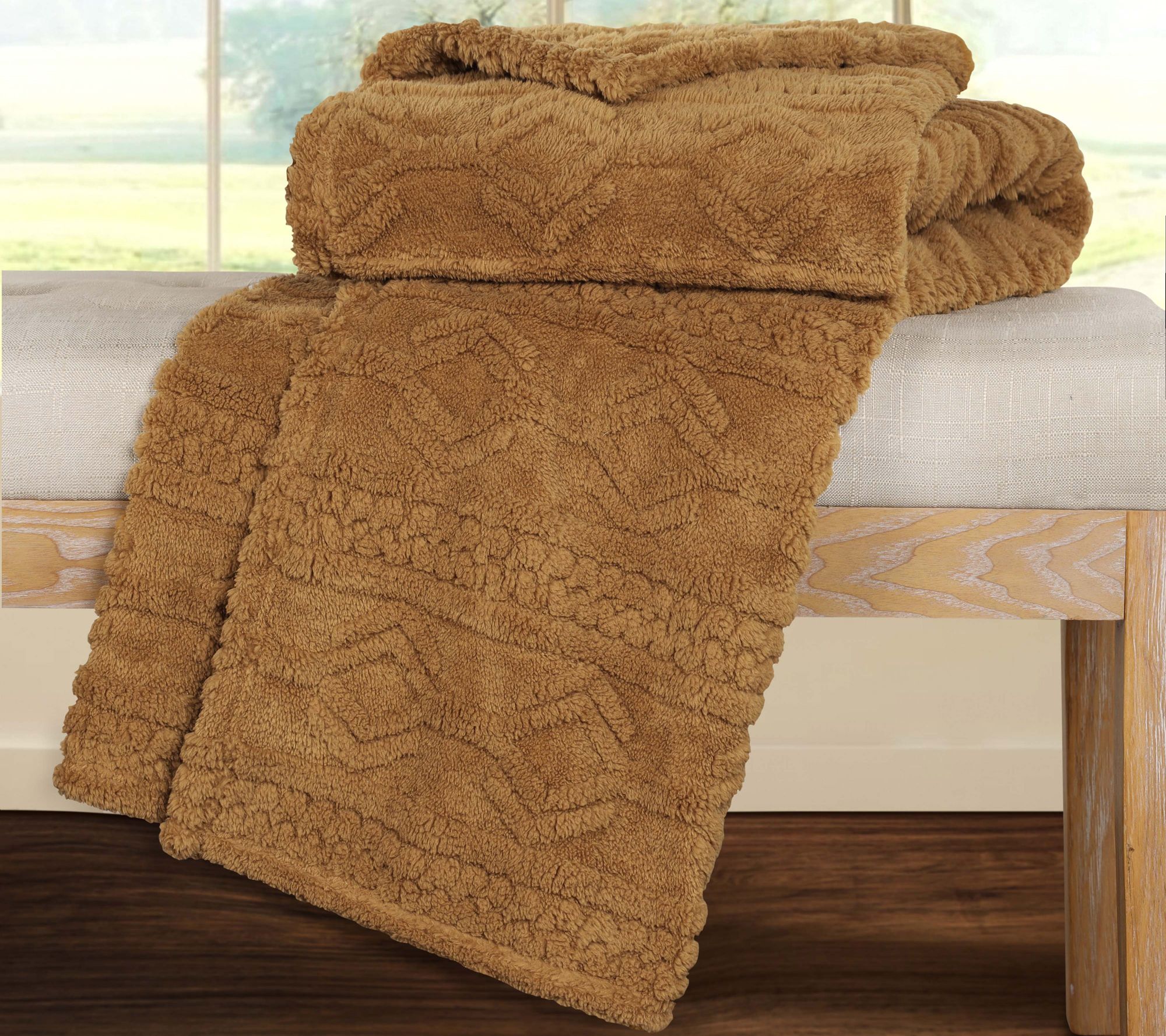 Superior Boho Knit Jacquard Fleece Fluffy Blanket - Throw