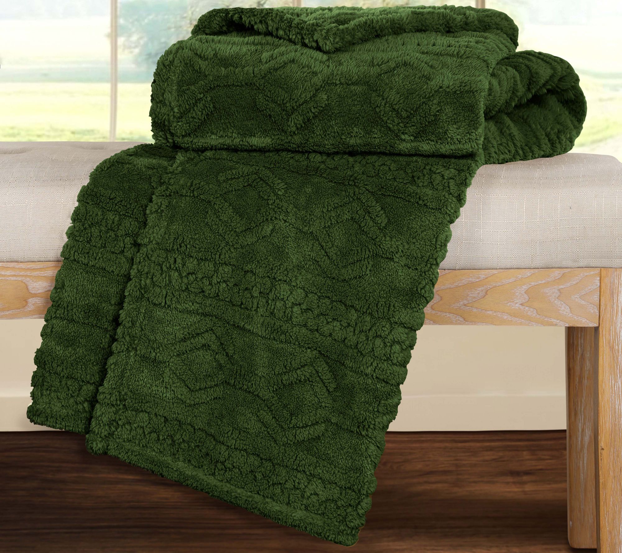 Superior Boho Knit Jacquard Fleece Fluffy Blank et - Throw