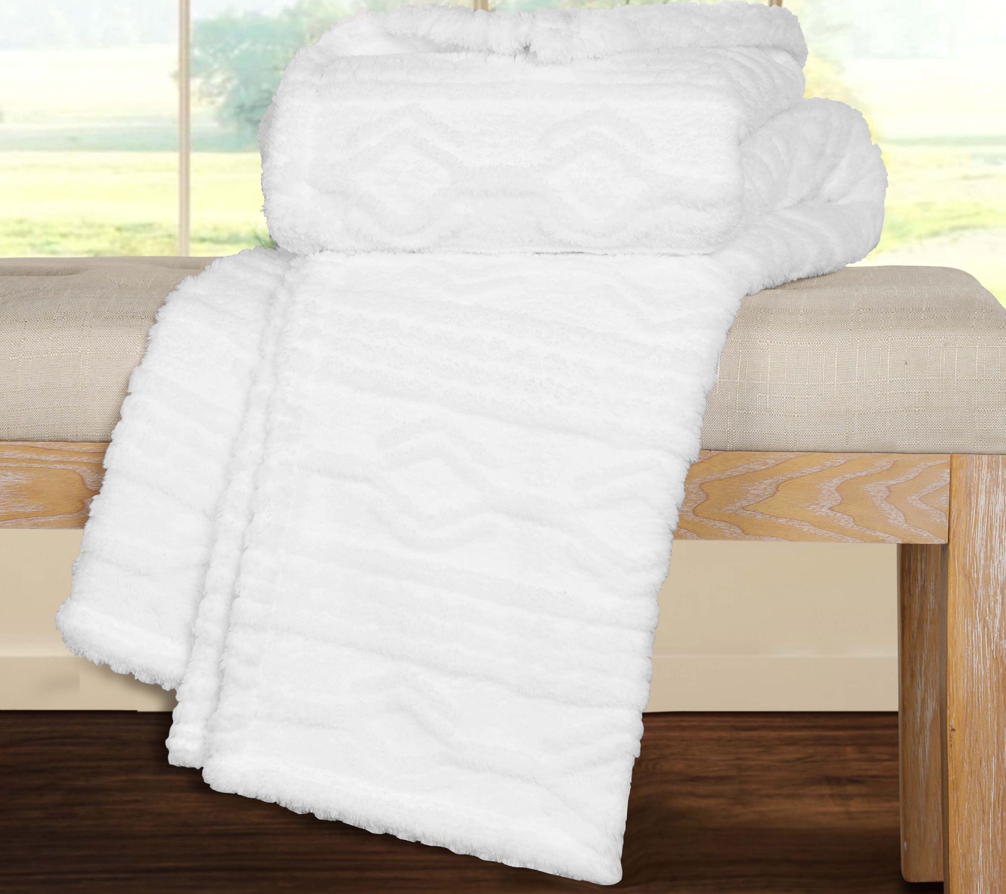 Superior Boho Knit Jacquard Fleece Fluffy Blanket - Throw