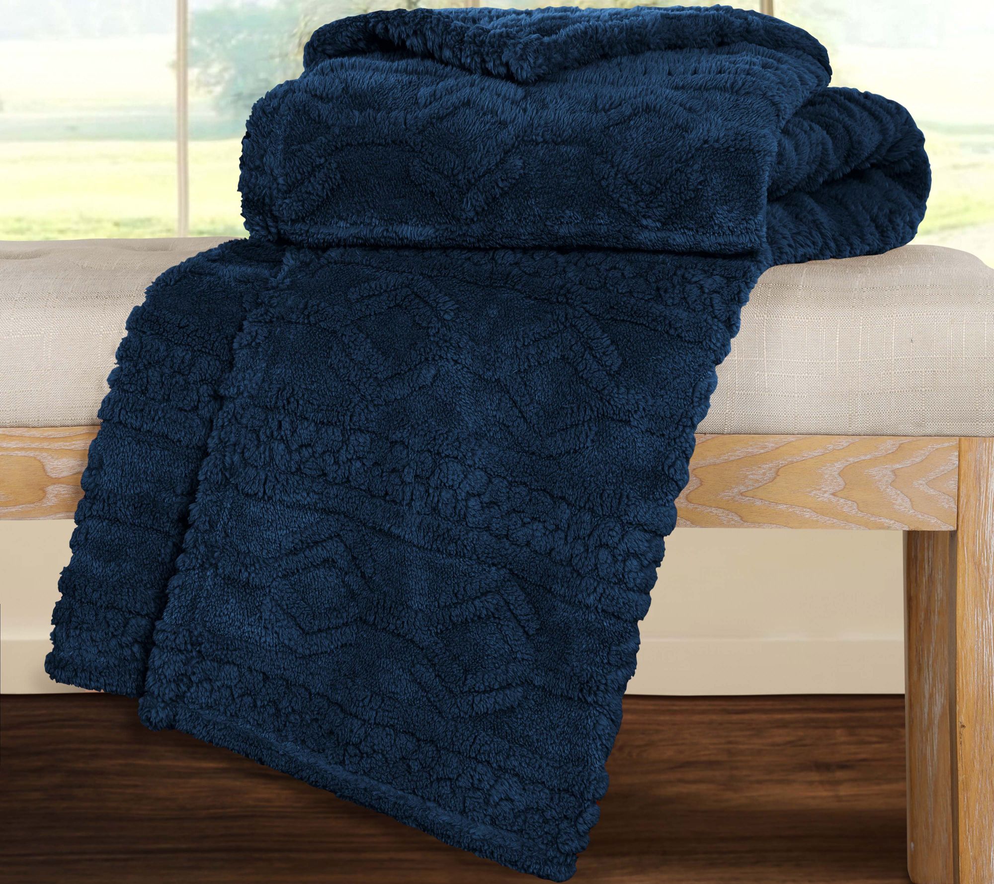 Superior Boho Knit Jacquard Fleece Fluffy Blanket - Throw