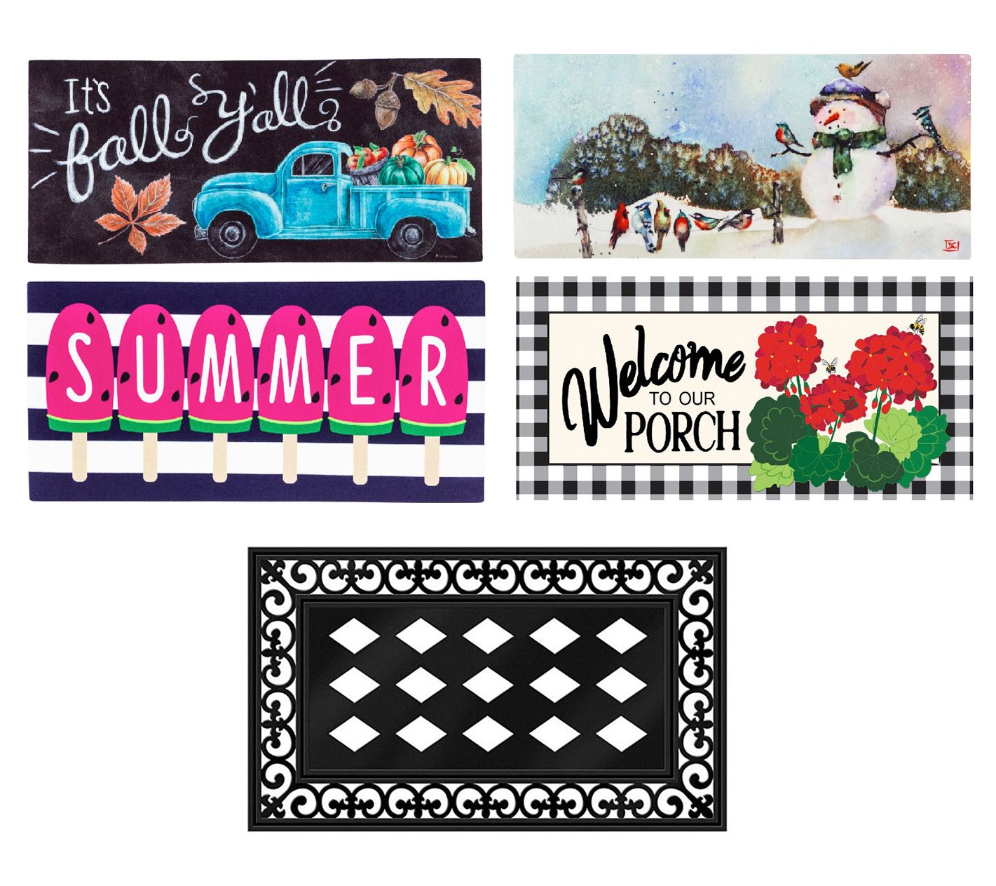 Home Reflections S/4 Seasonal Doormats with Decorative Base 