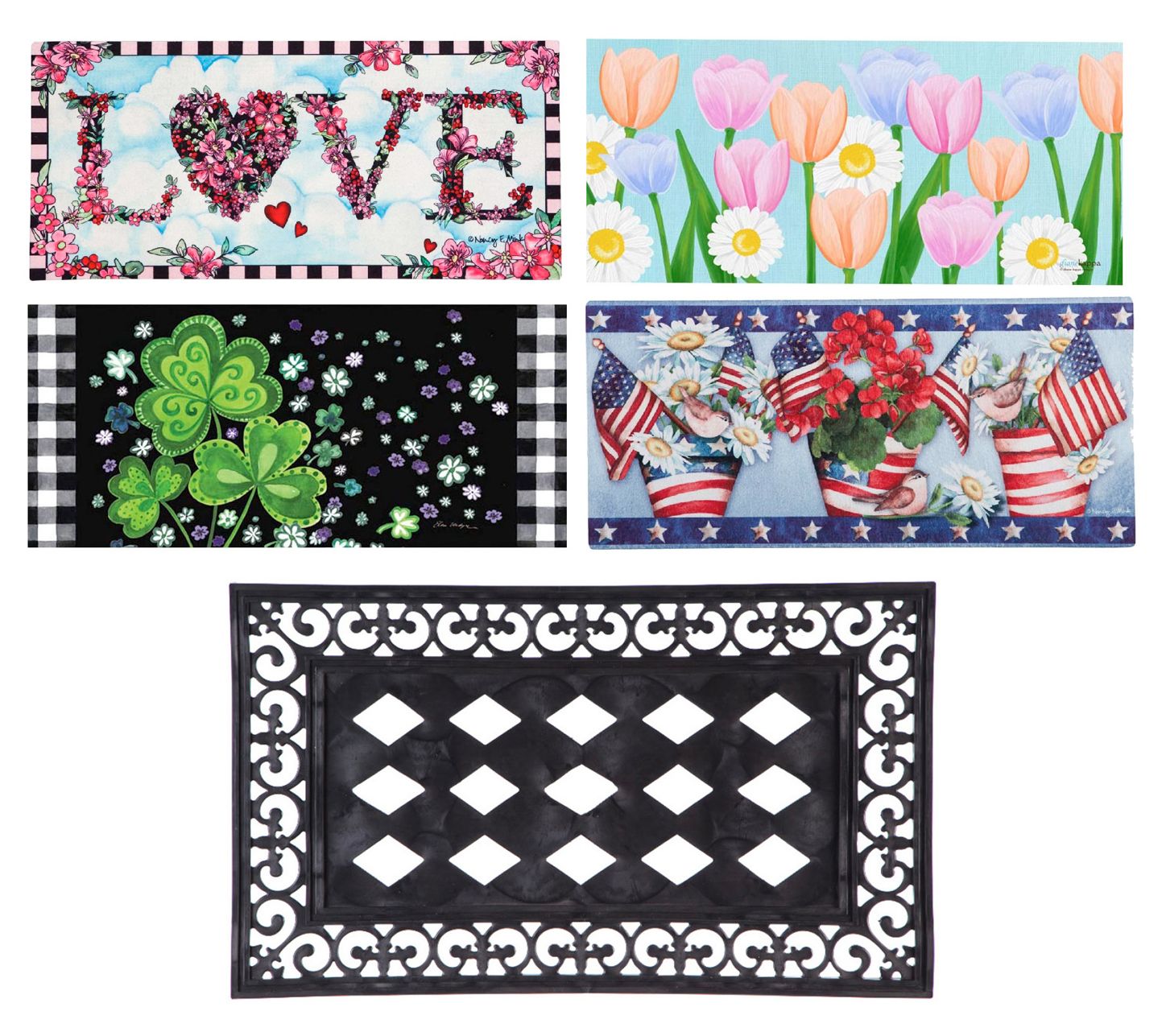 Evergreen Holidays & Seasons Set of 4 SassafrasMats & 1 Tray