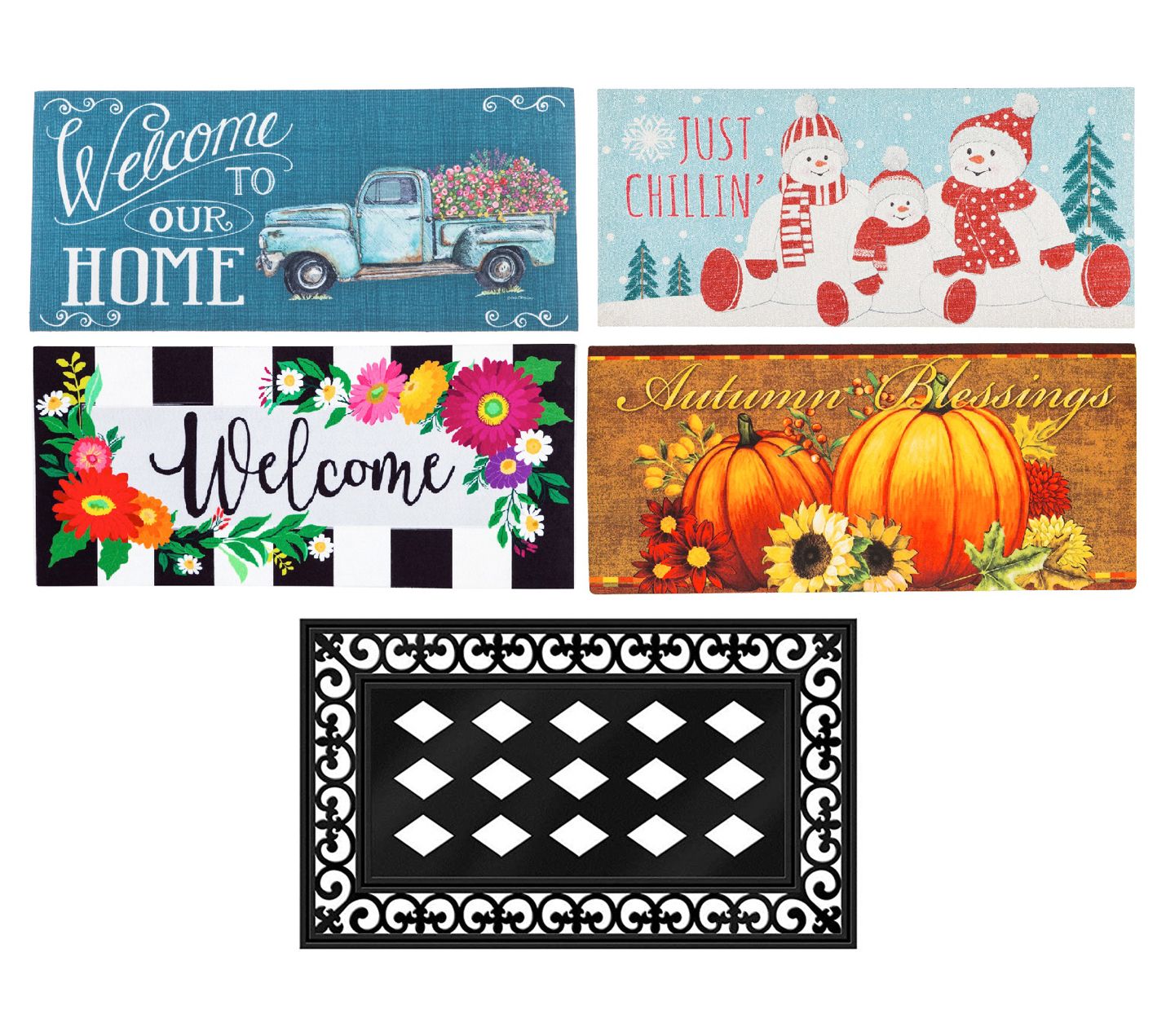 Evergreen Holidays & Seasons Set of 4 SassafrasMats & 1 Tray