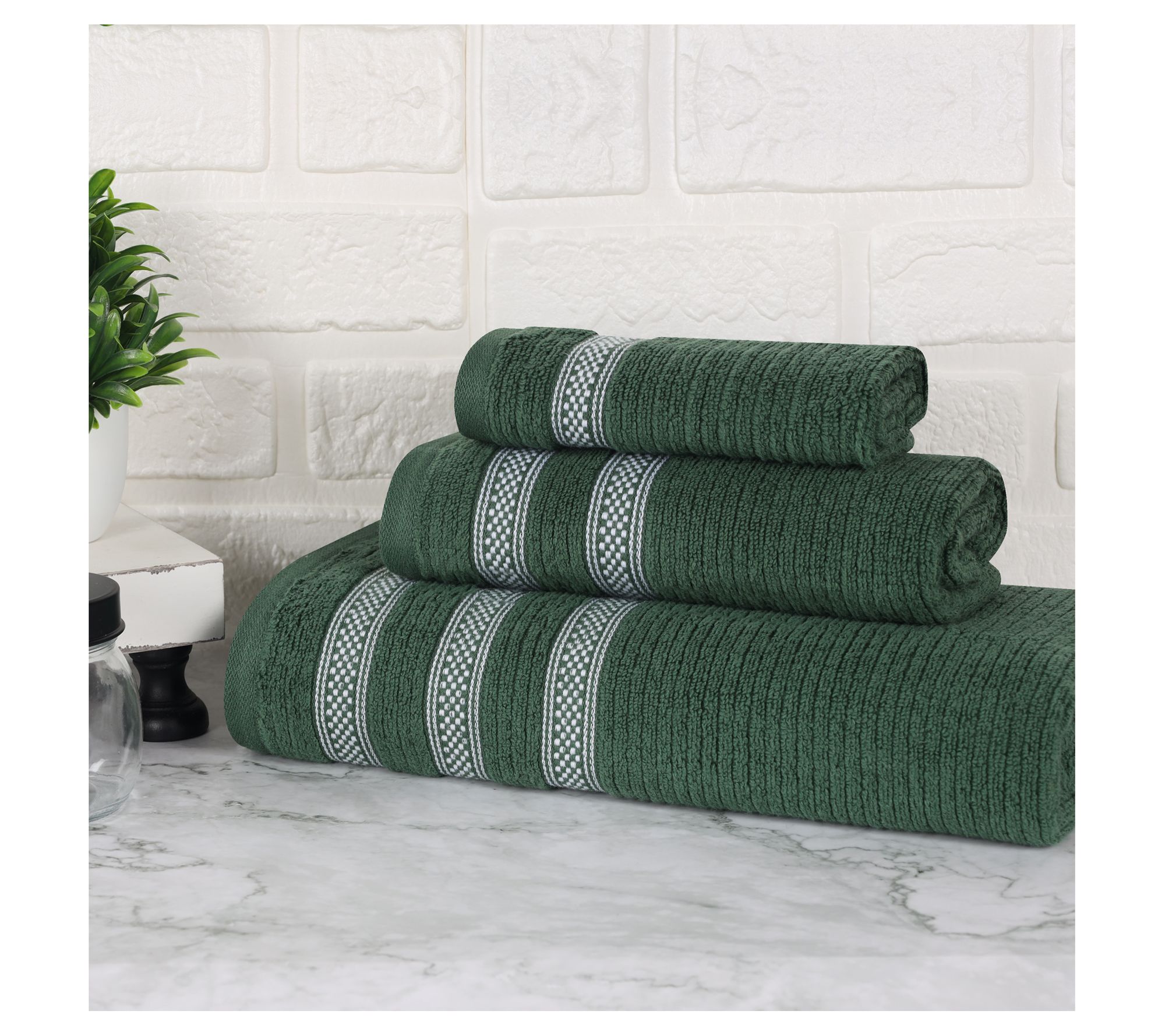 Superior 3pc Soft Zero Twist Cotton Ribbed Plush Towel Set