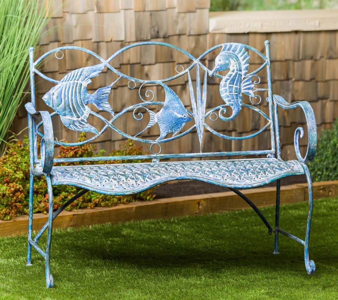 Evergreen Enterprises Blue Fish Metal Bench