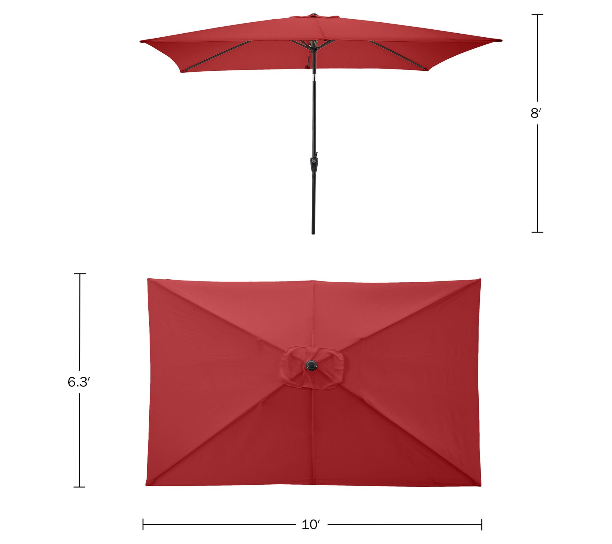 Pure Garden 10 Ft Rectangular Patio Umbrella Ea sy Crank Shade