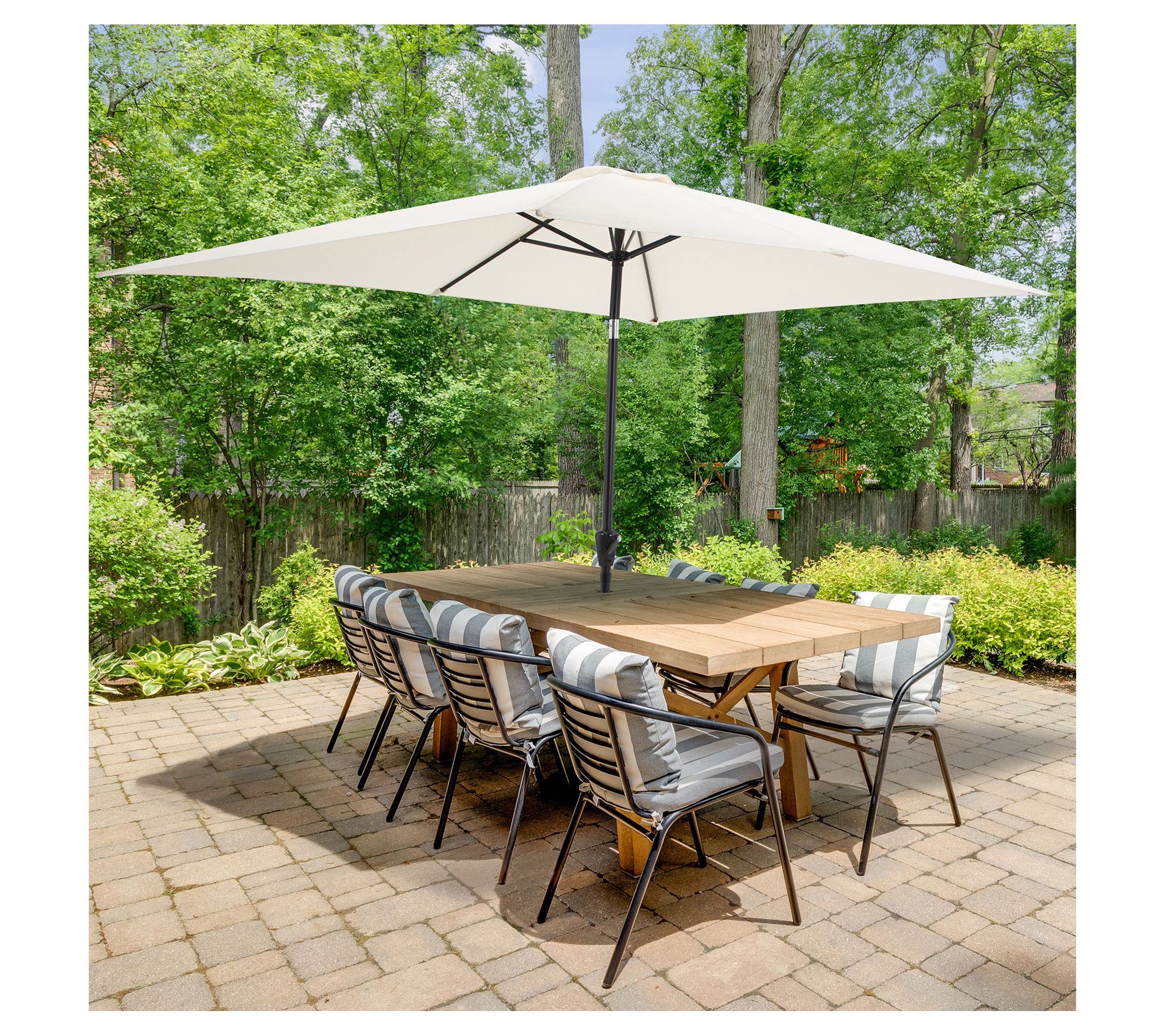 Pure Garden 10 Ft Rectangular Patio Umbrella Ea sy Crank Shade