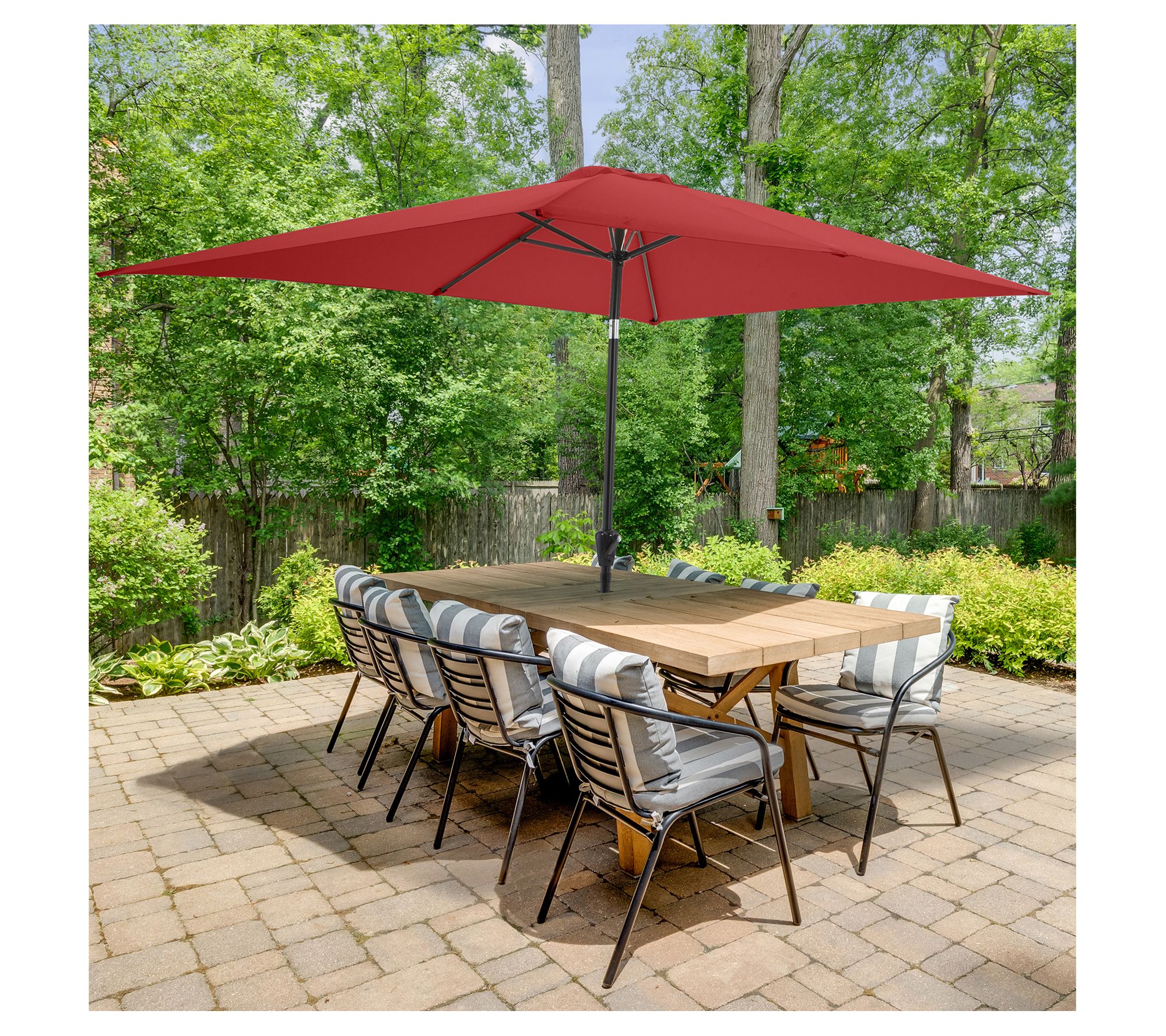 Pure Garden 10 Ft Rectangular Patio Umbrella Ea sy Crank Shade
