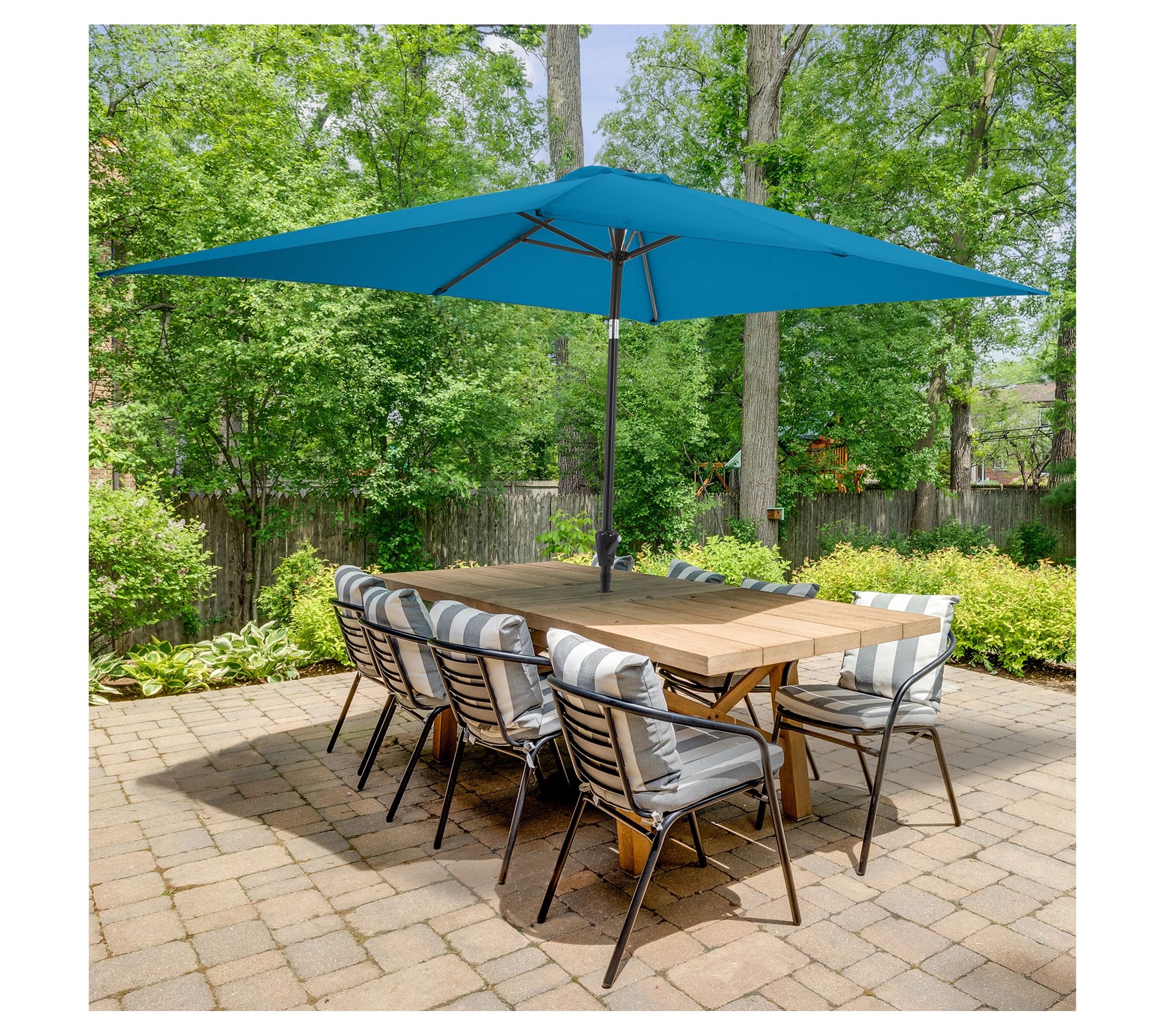 Pure Garden 10 Ft Rectangular Patio Umbrella Ea sy Crank Shade