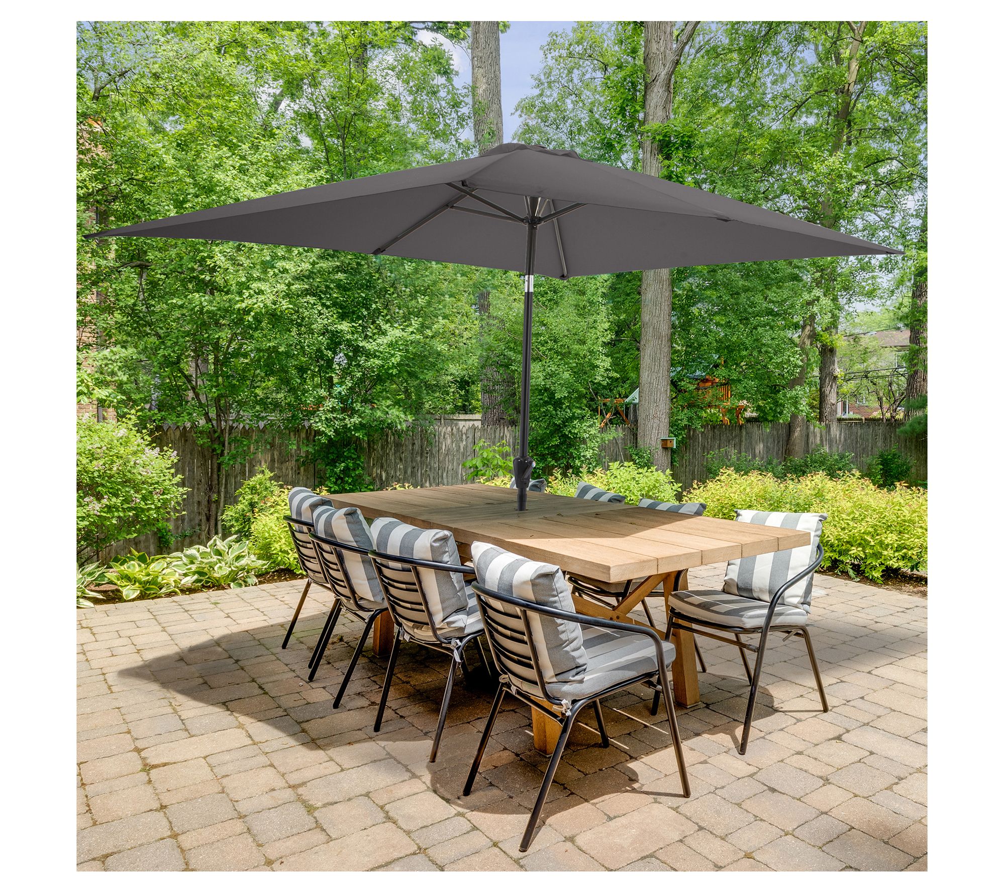 Pure Garden 10 Ft Rectangular Patio Umbrella Ea sy Crank Shade