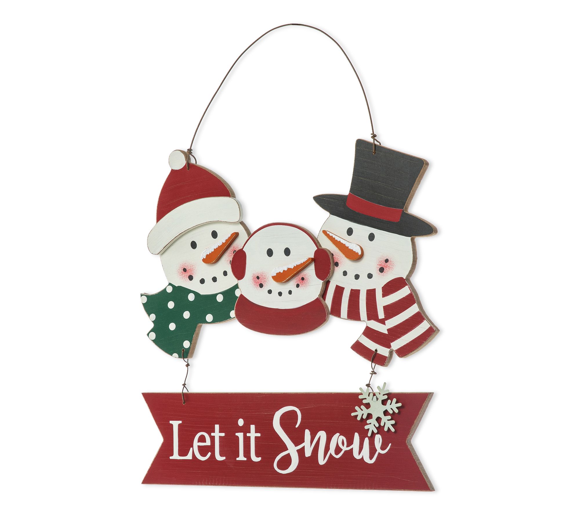 Glitzhome 12.75"H Wooden Christmas Snowman Family Wall Decor