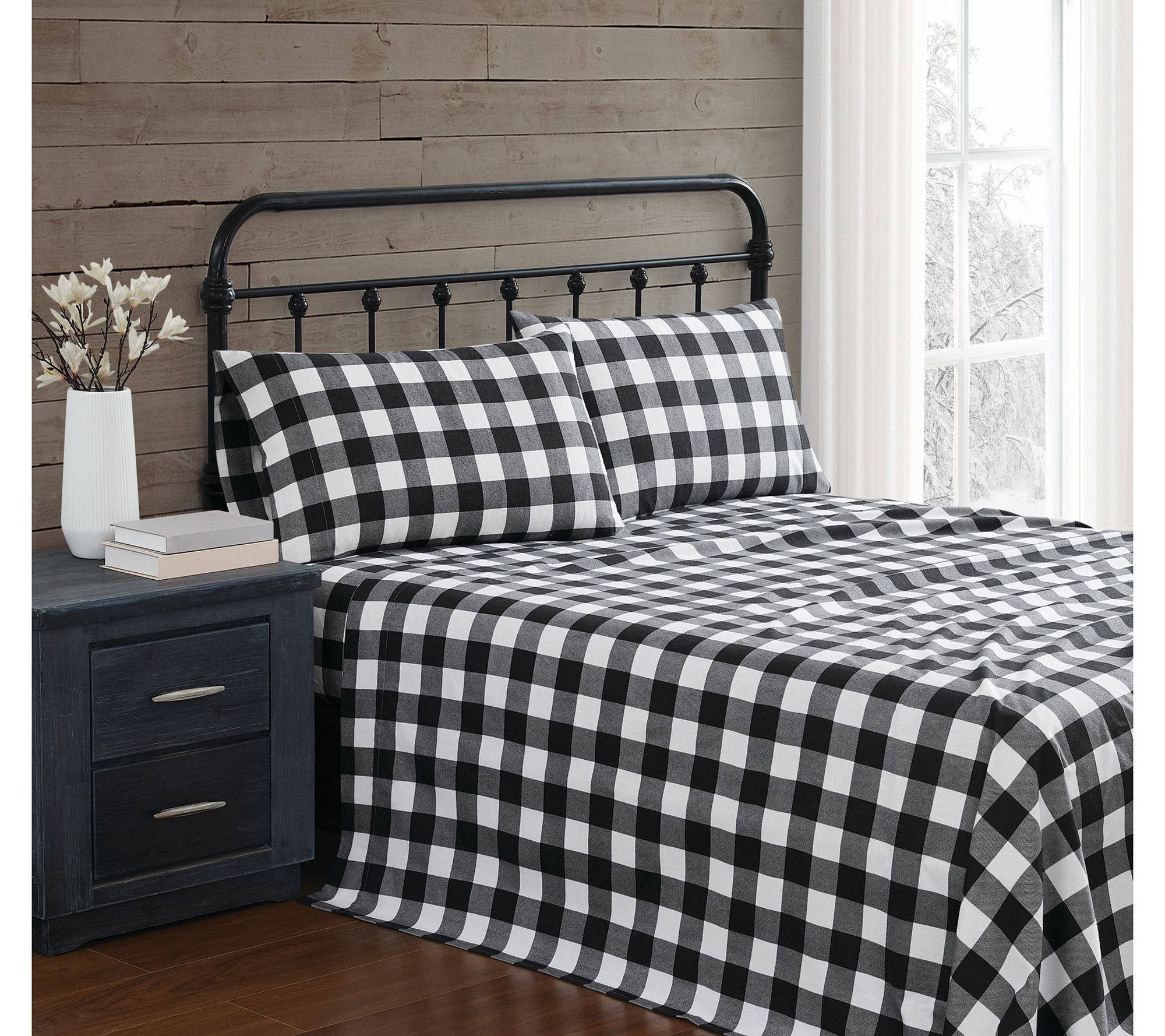 Truly Soft Buffalo Check Queen Flannel Sheet Set