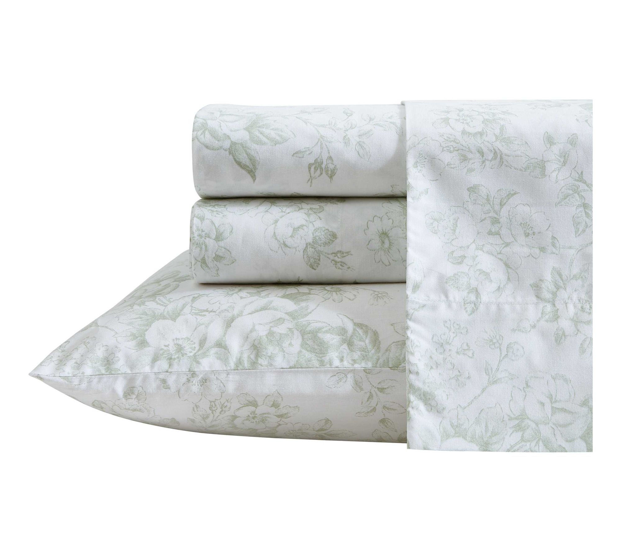 Laura Ashley Toile Delight Green Queen Sheet Set