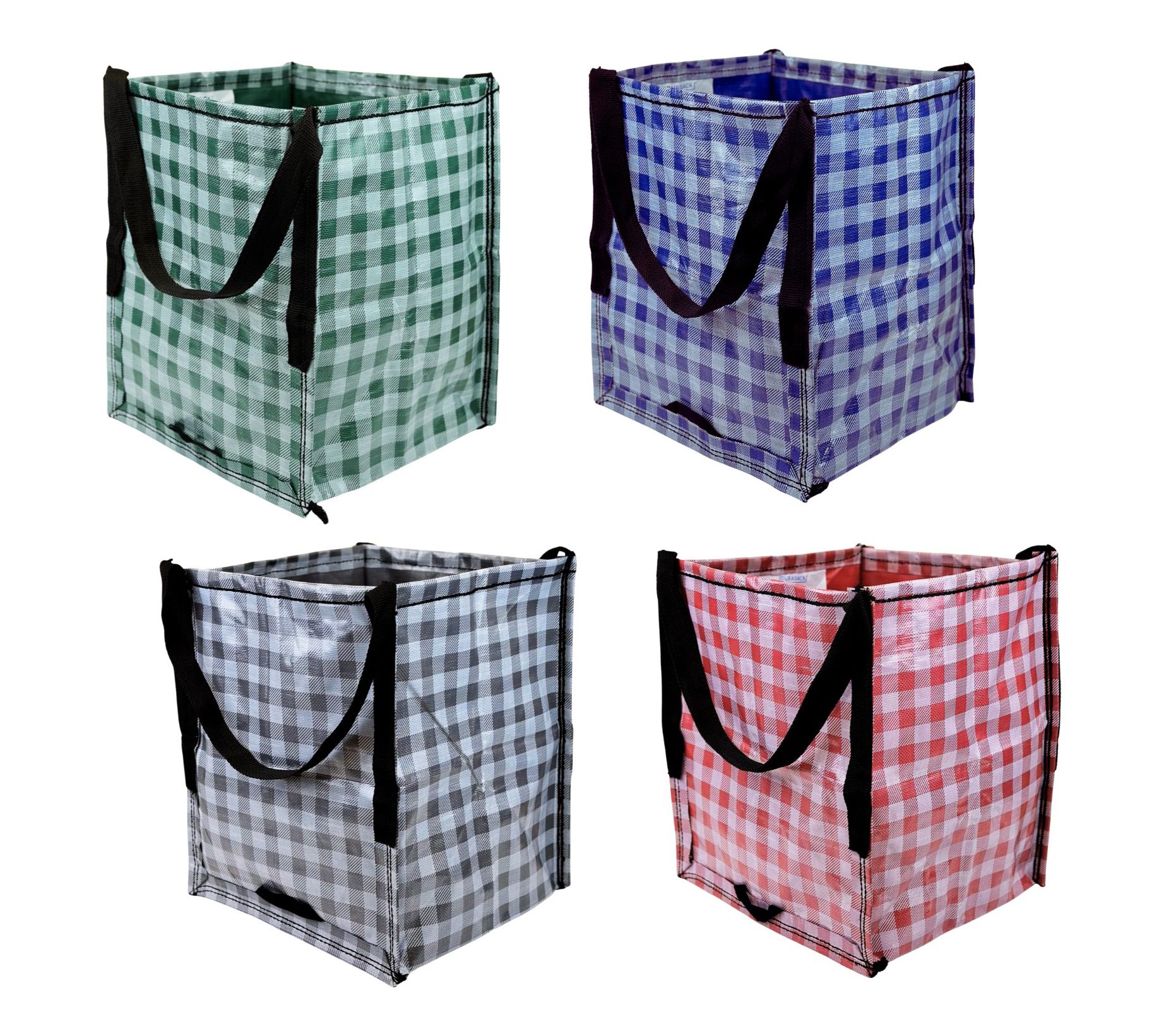 DuraSack Set of (4) Gingham 22-gal Heavy Duty Home & Yard Tote