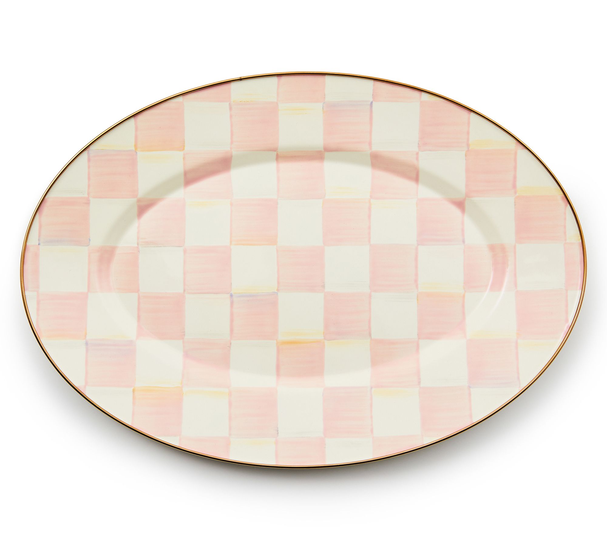 MacKenzie-Childs Rosy Check Small Oval Platter