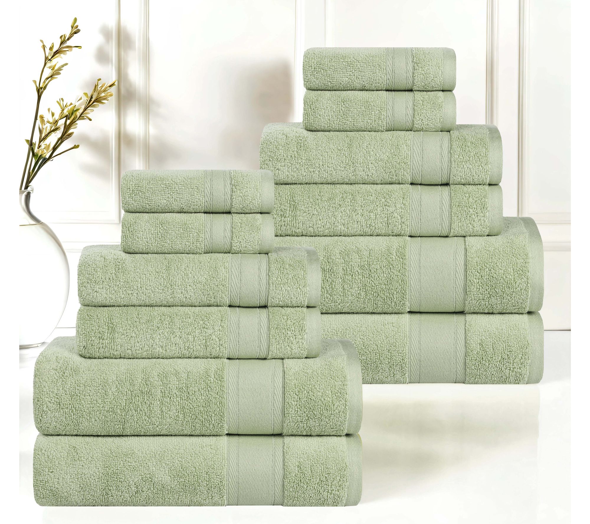 Superior 12 Piece Belmont Zero Twist Cotton Soft Towel Set