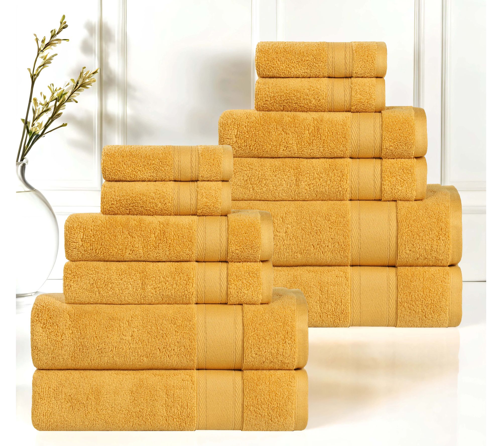 Superior 12 Piece Belmont Zero Twist Cotton Soft Towel Set