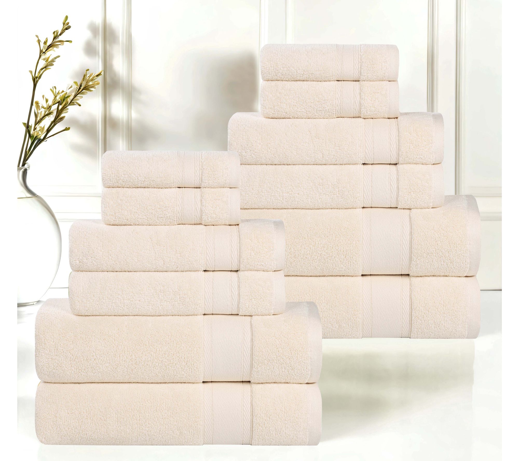 Superior 12 Piece Belmont Zero Twist Cotton Soft Towel Set