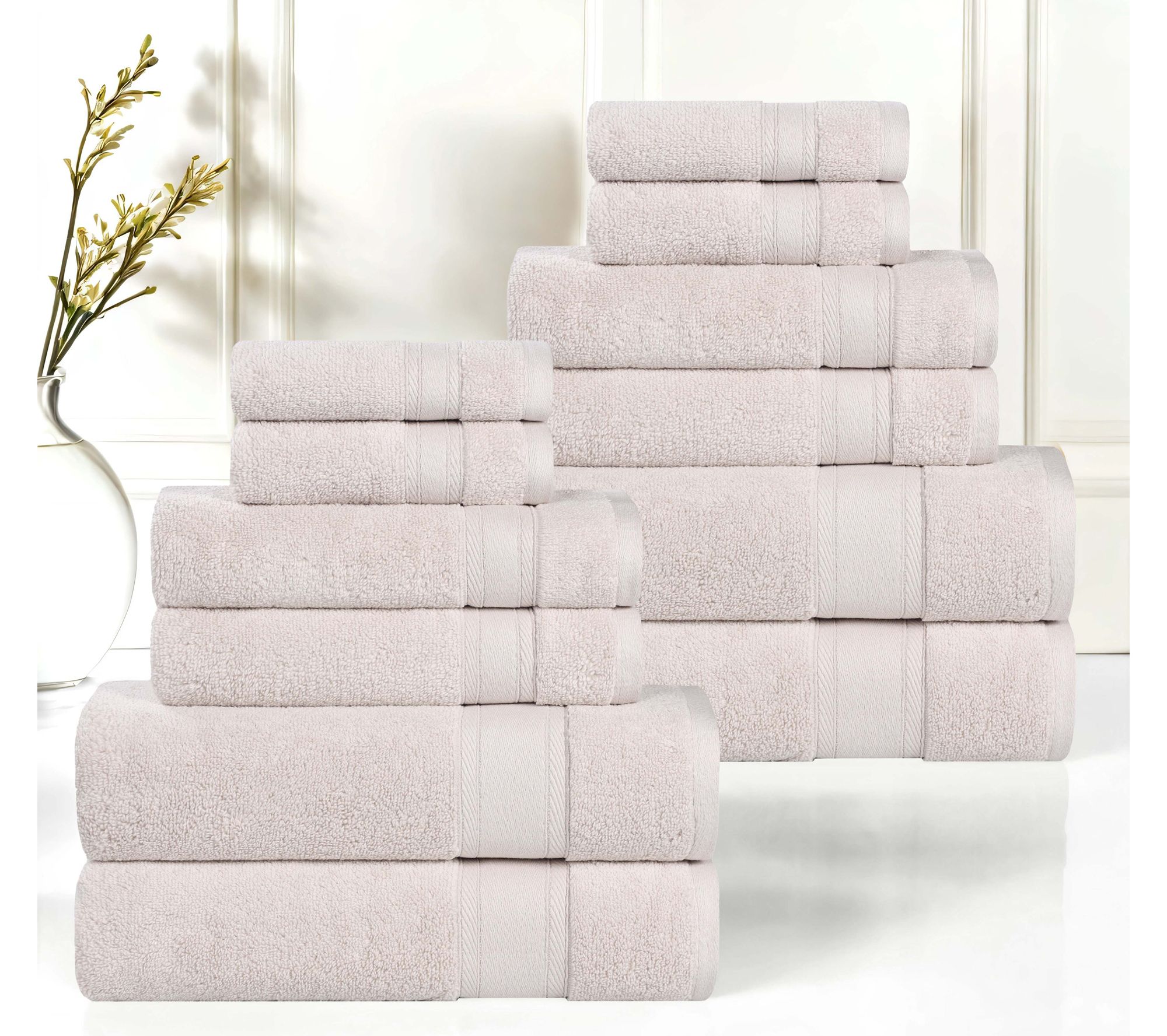 Superior 12 Piece Belmont Zero Twist Cotton Soft Towel Set