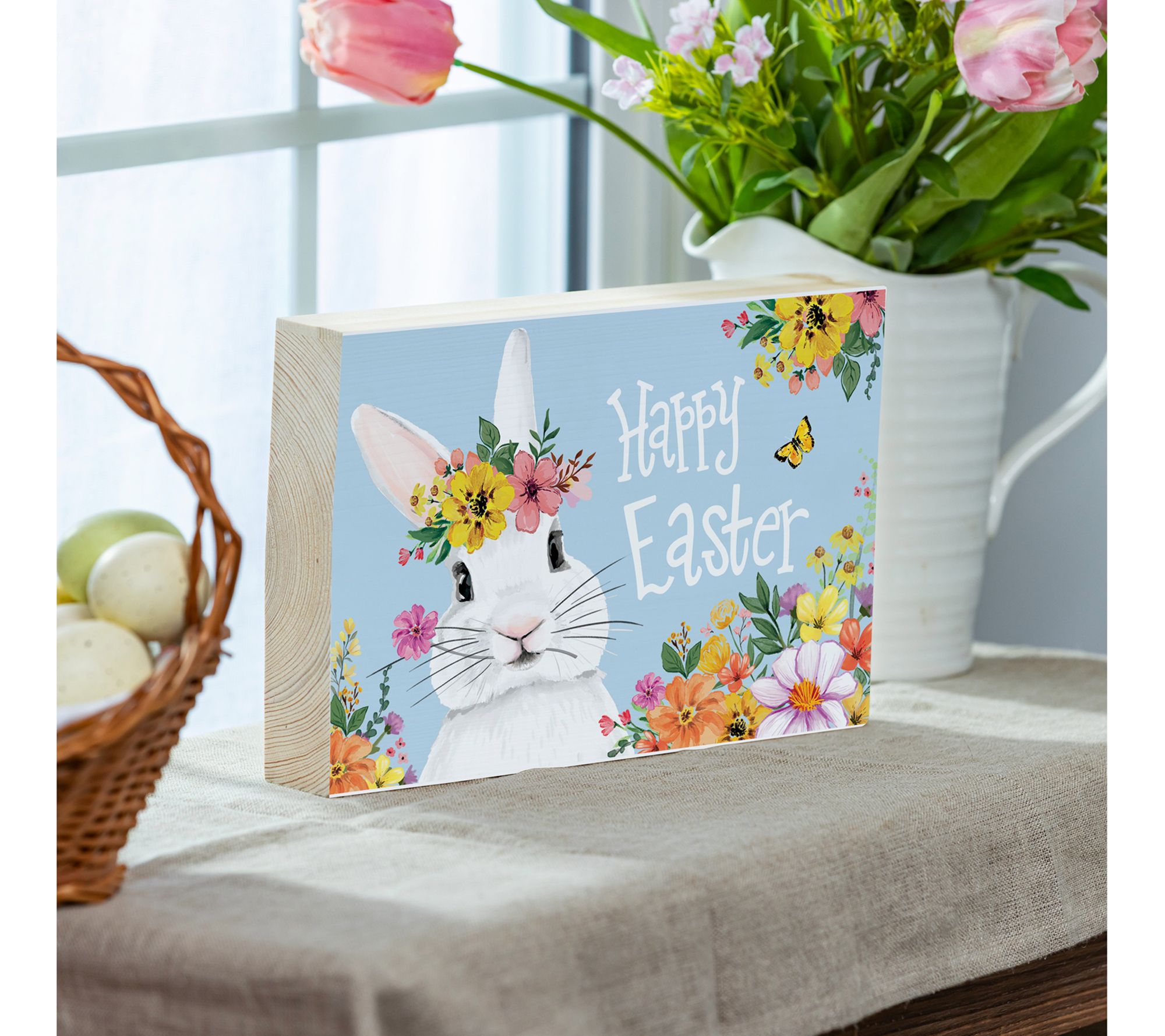 Evergreen 12"x8" Happy Easter Bunny Wood TableSign
