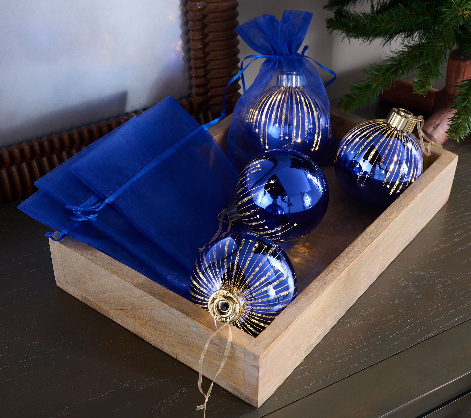 Set of 4 Starry Night High Shine Ornaments by Valerie