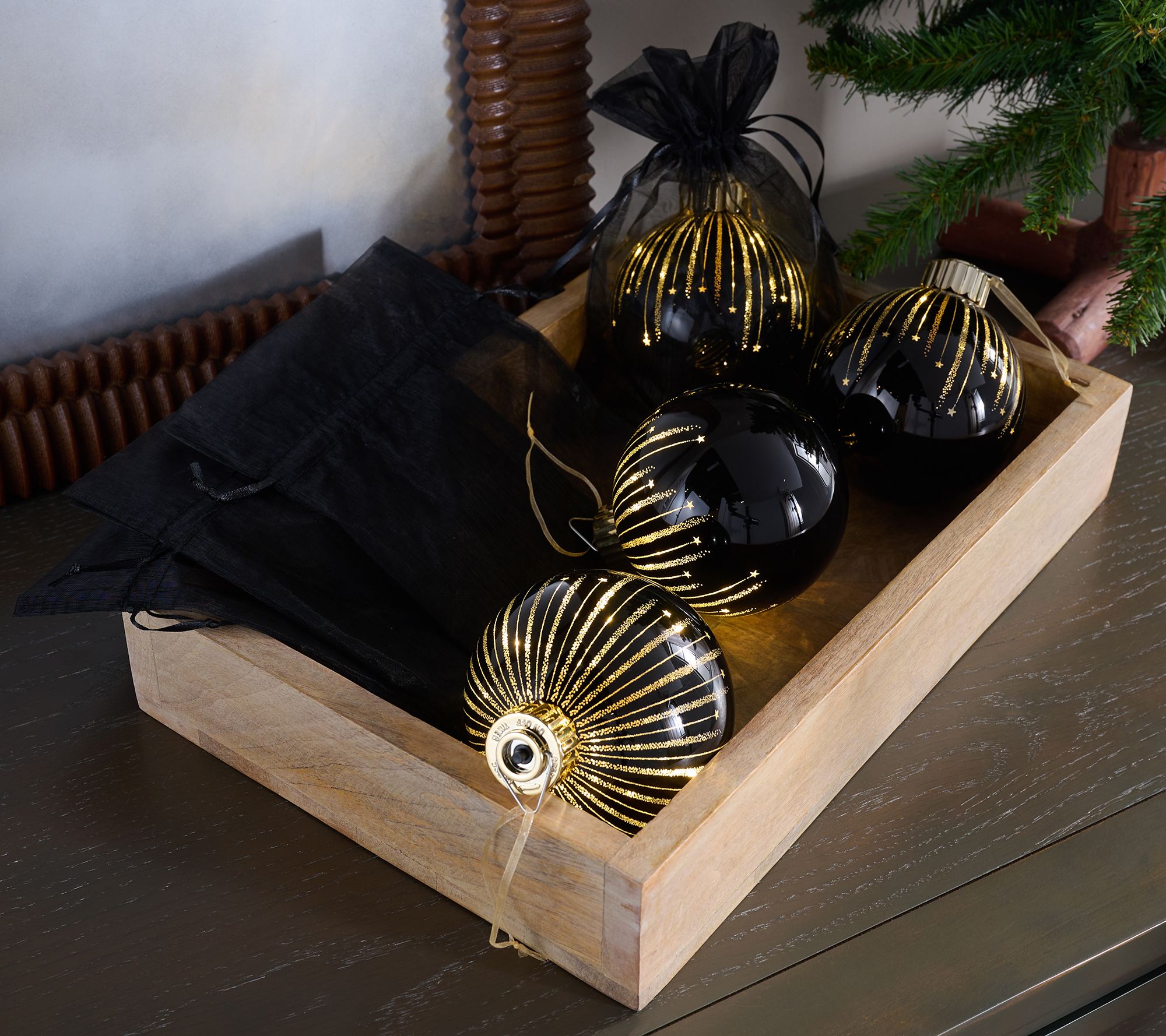 Set of 4 Starry Night High Shine Ornaments by Valerie