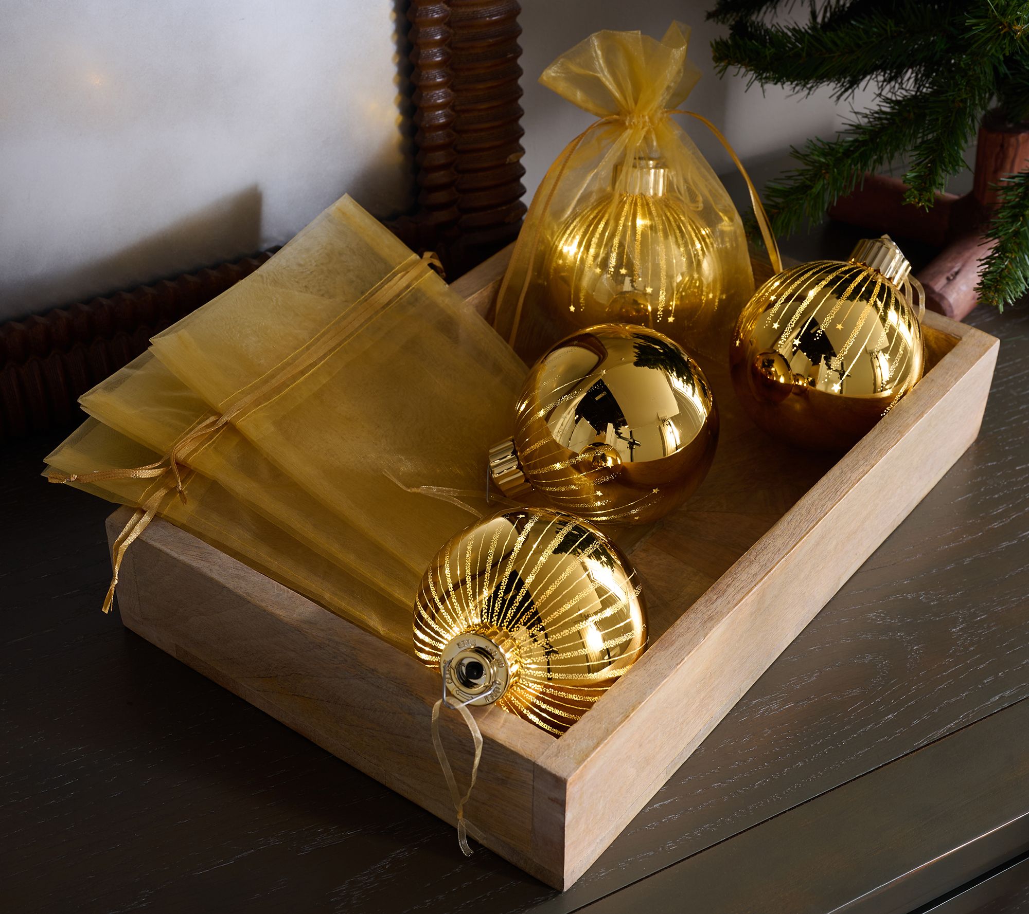 Set of 4 Starry Night High Shine Ornaments by Valerie