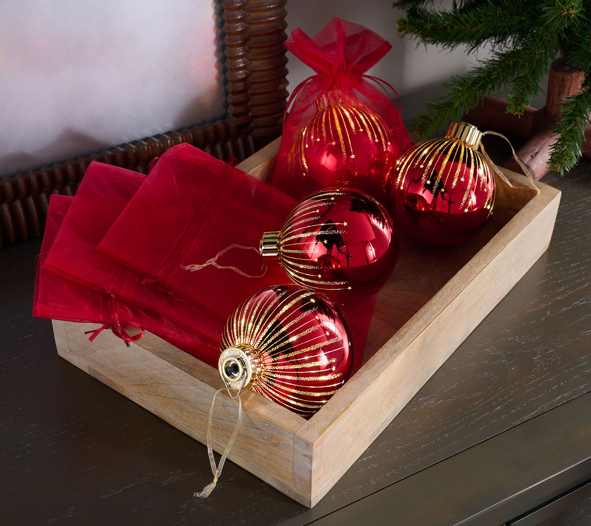 Set of 4 Starry Night High Shine Ornaments by Valerie