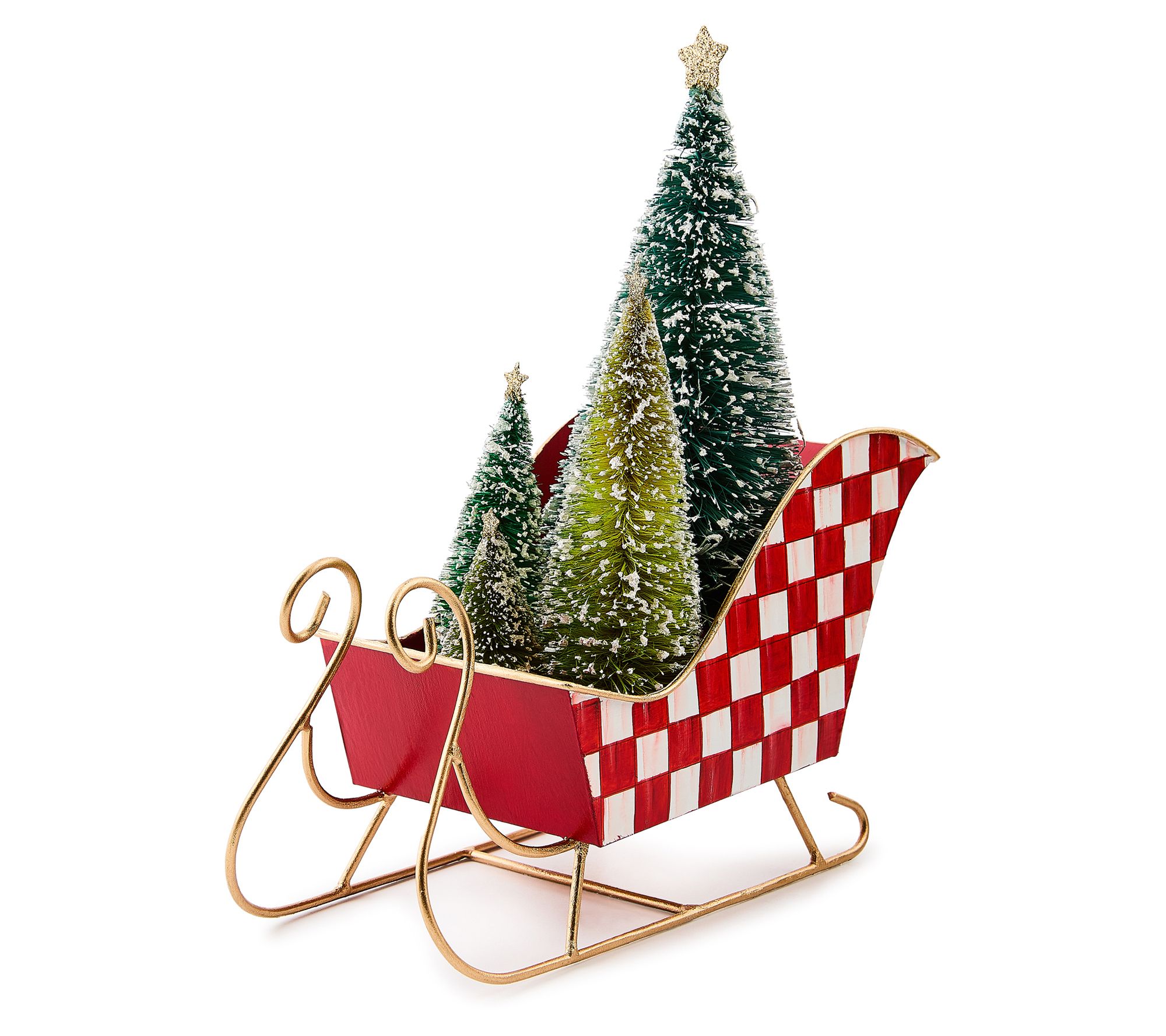 "As Is" MacKenzie- Childs Check Sleigh with Brush Trees