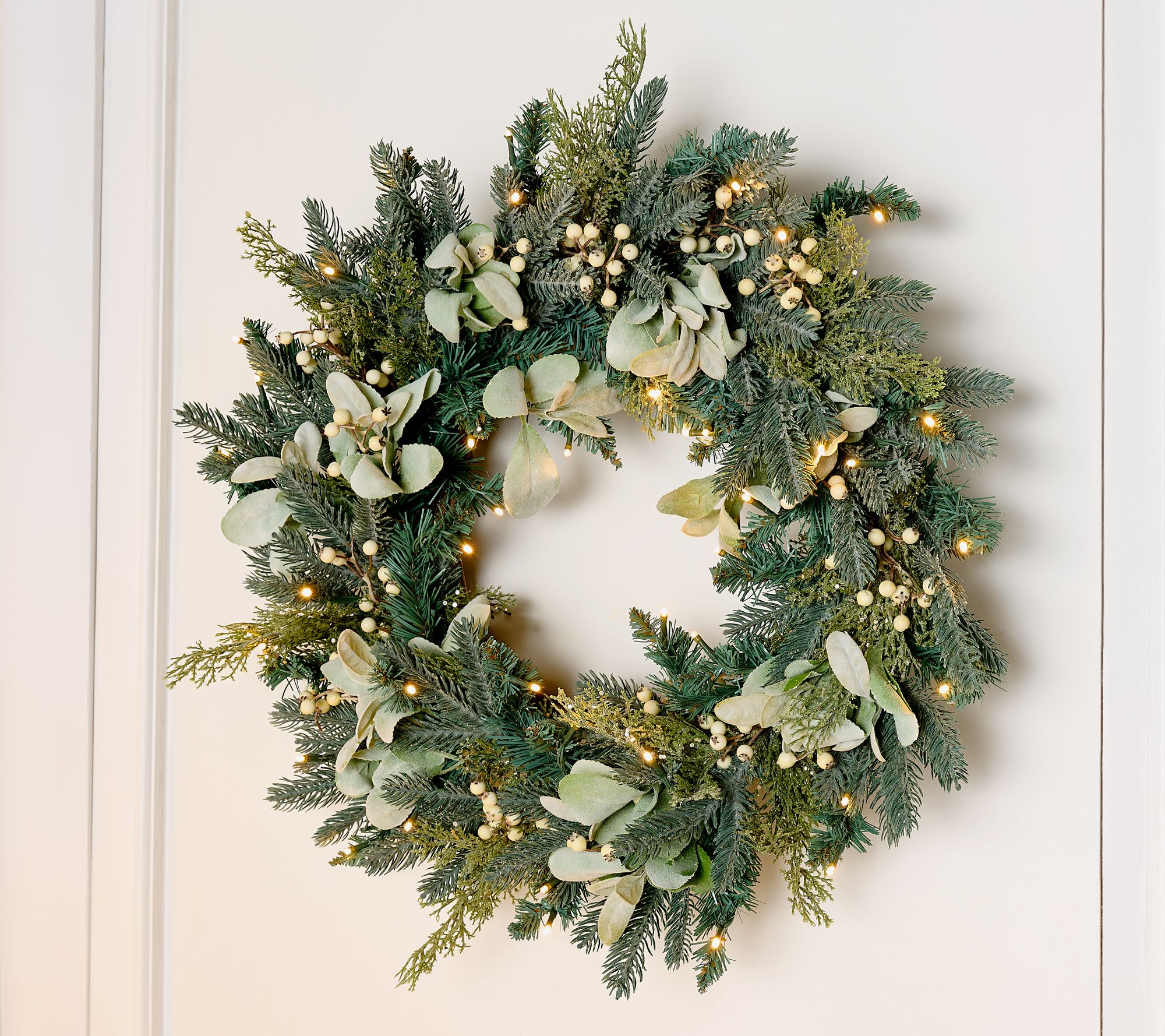 "As Is" Martha Stewart 24" Illuminated Sage & Berry Wreath
