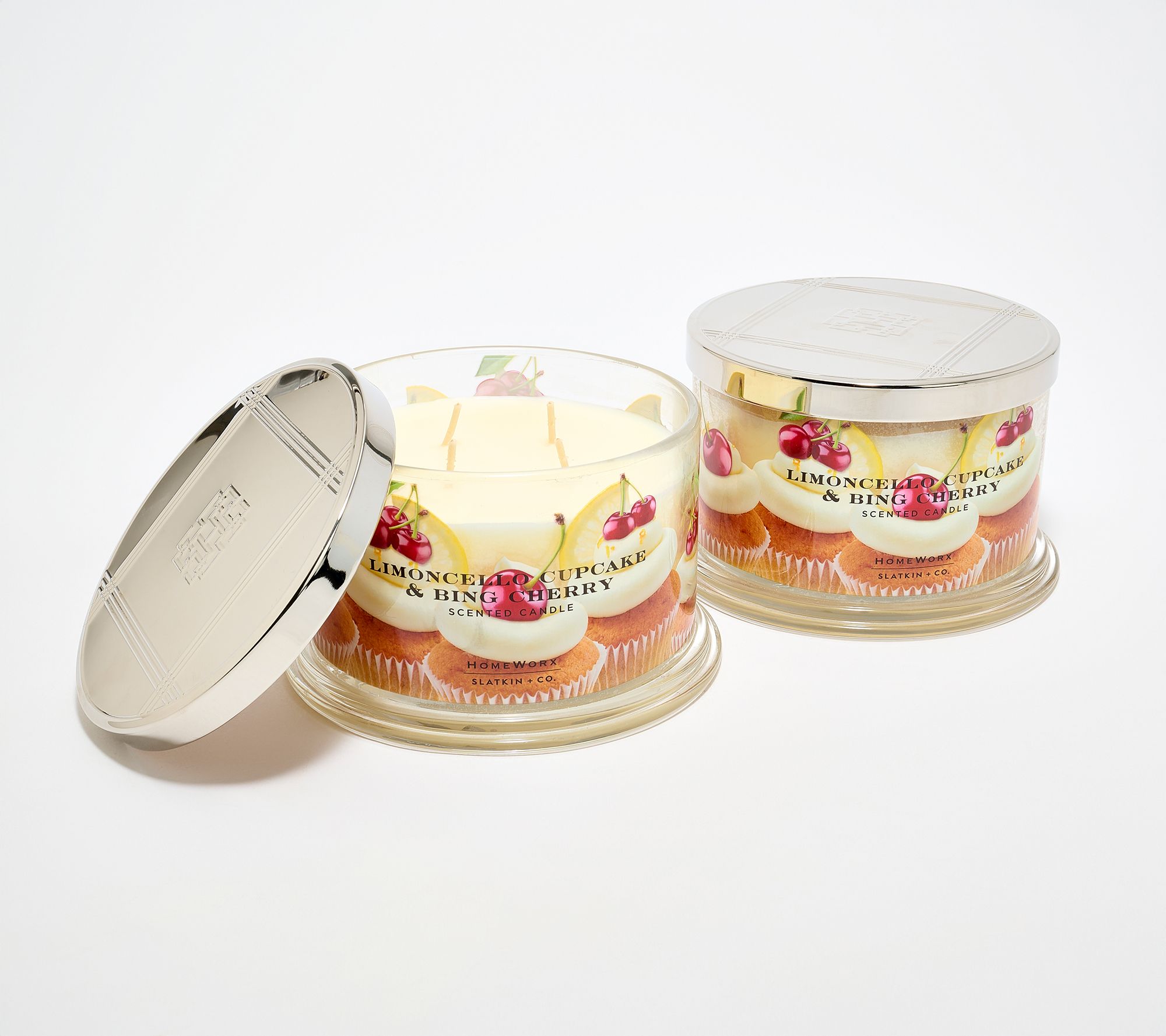HomeWorx by Slatkin + Co. S/2 18oz Limoncello Cherry Candles