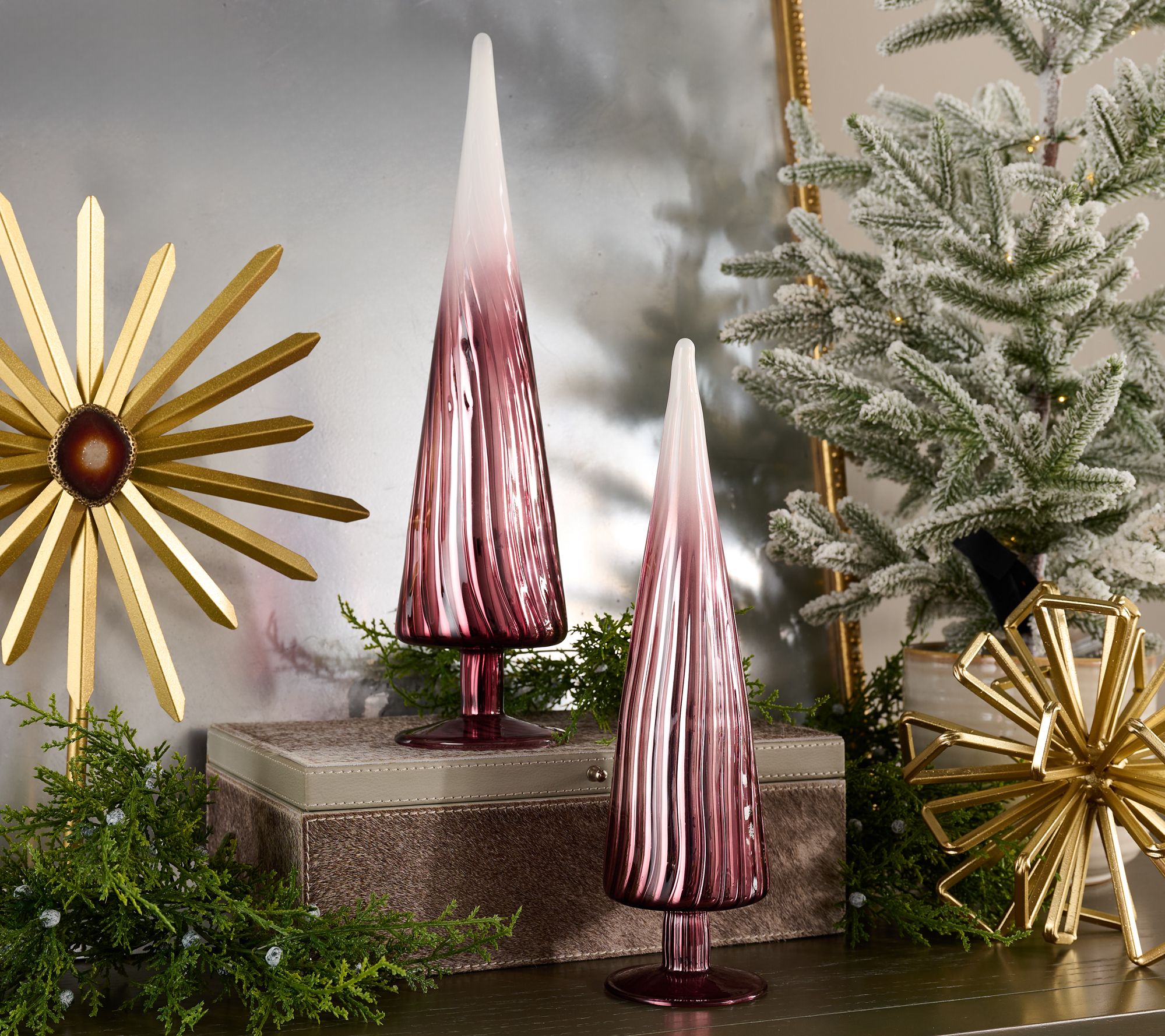 "As Is" Set of 2 Ombre Glass Trees by Lauren McBride