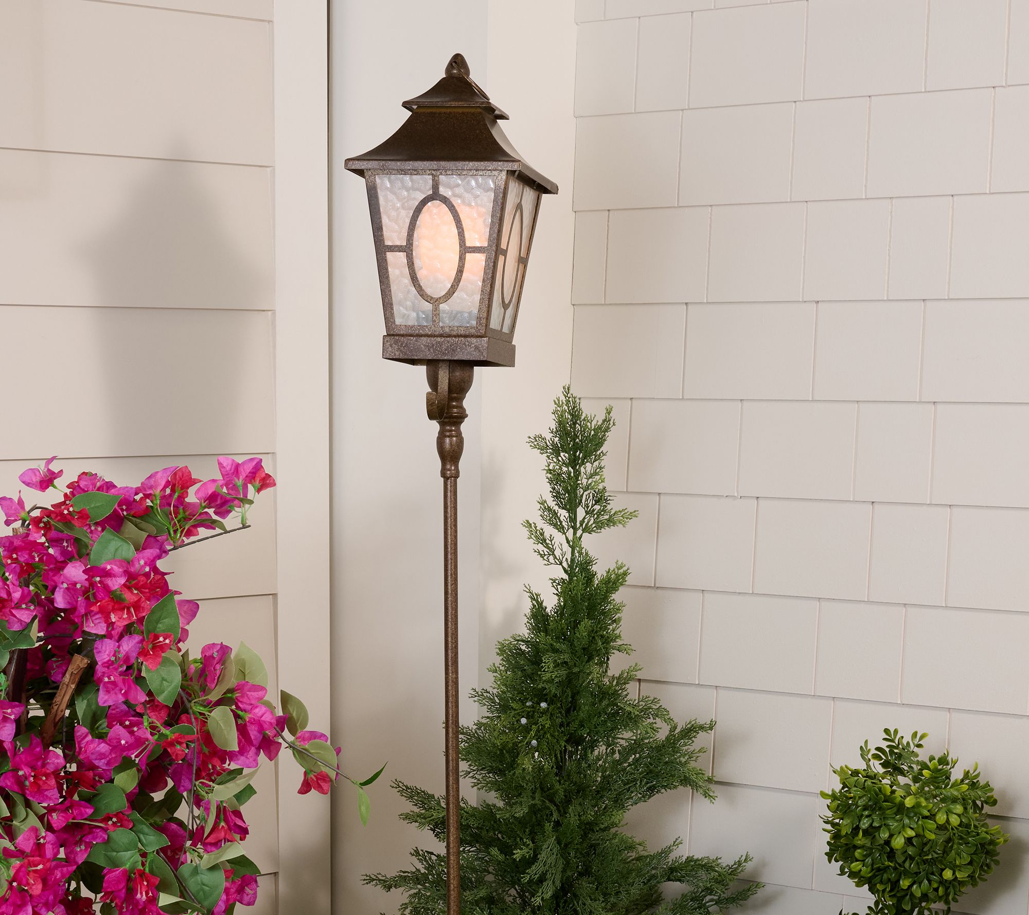 Flickering Flame Old World Lantern with Stake by Valerie