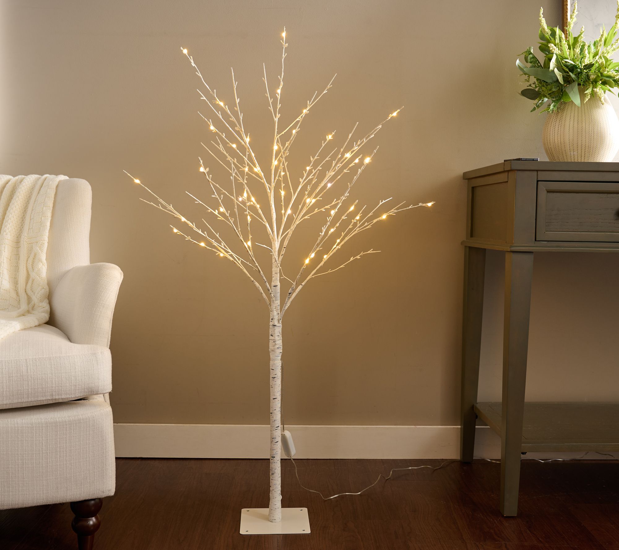 "As Is" Bethlehem Light 4' Color Prism Indoor/Outdoor Birch Tree