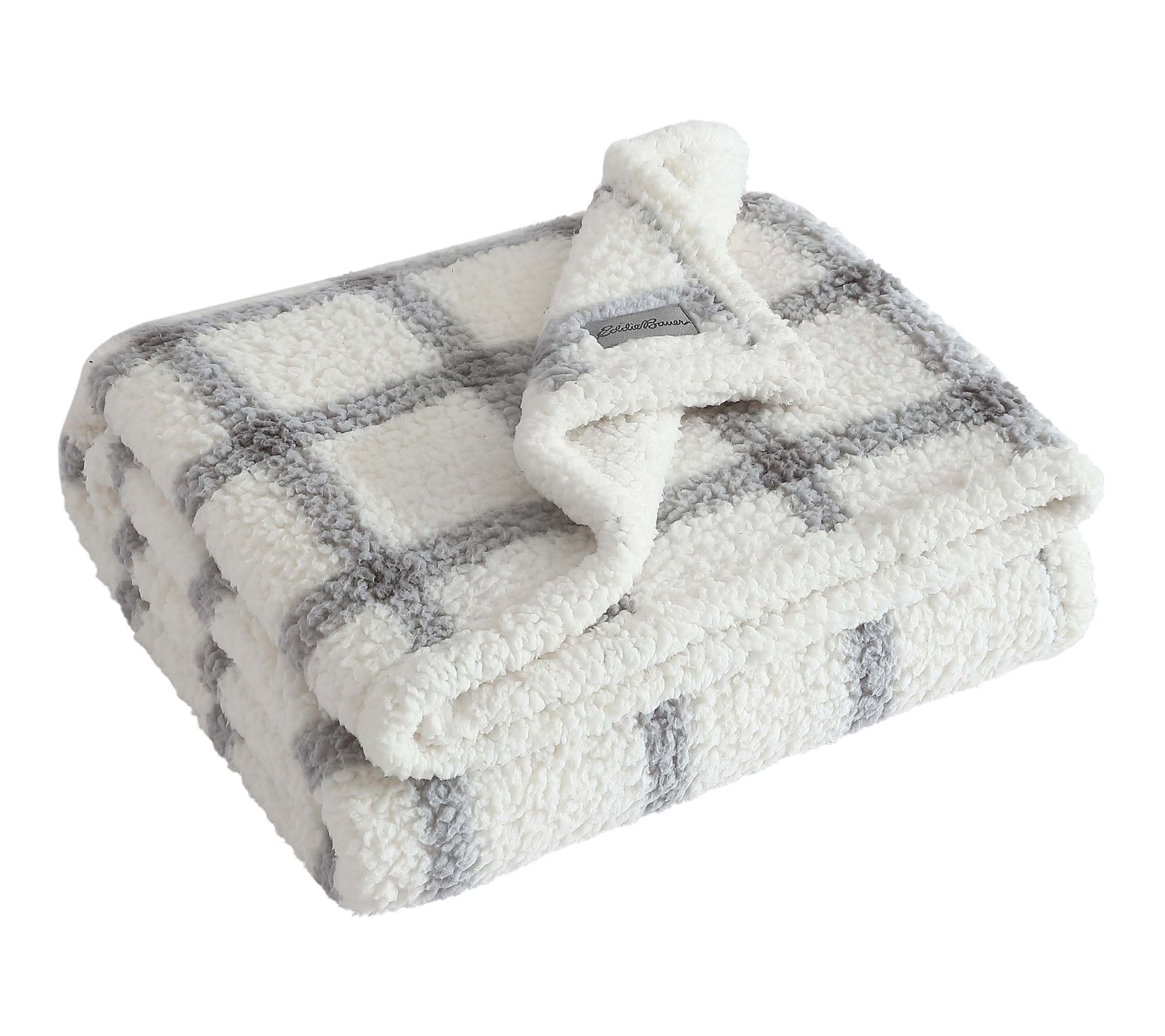 Eddie Bauer Bunkhouse Plaid Grey Sherpa 50"X60"Throw