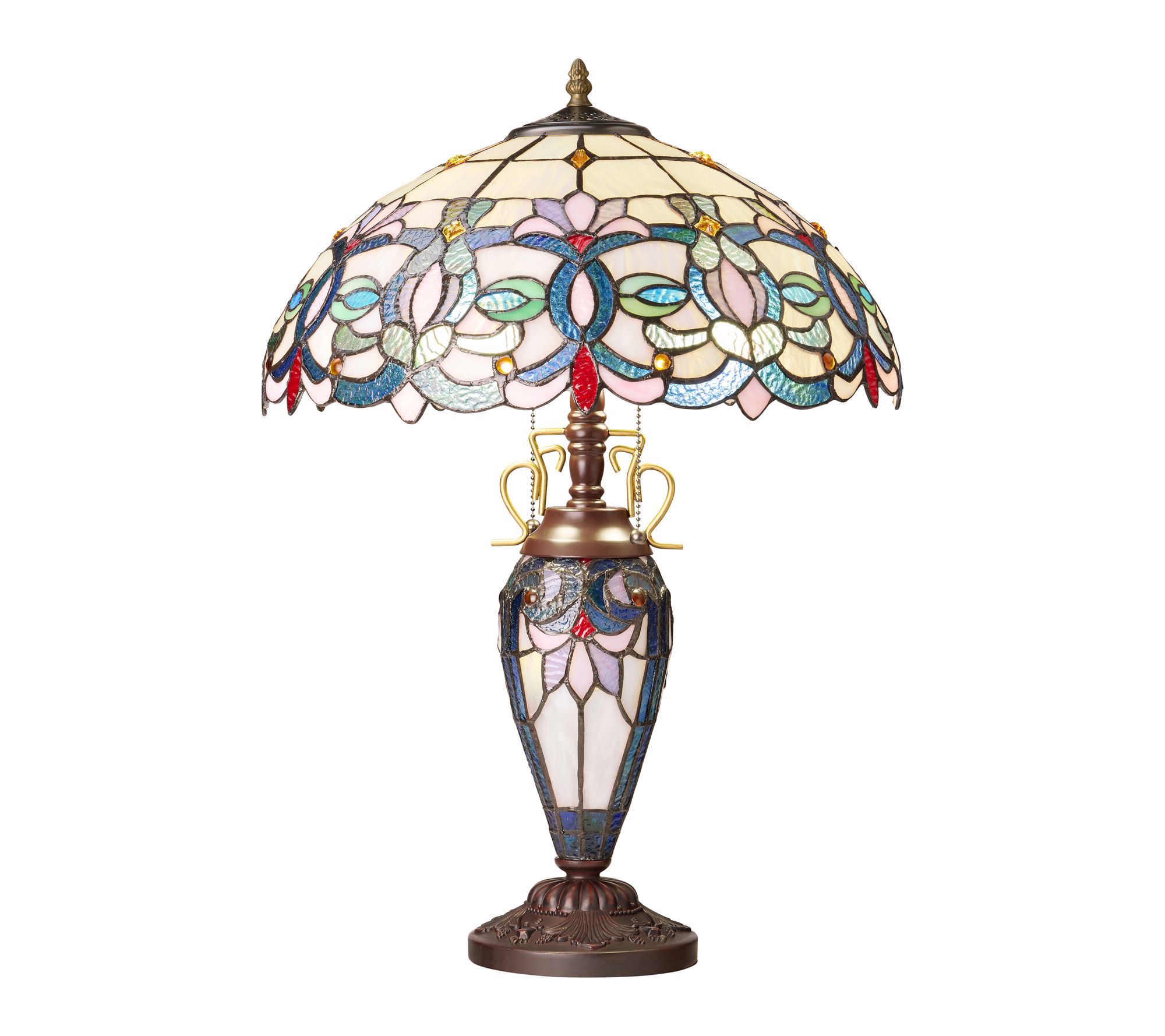 River of Goods 24.5" H Double Lit Stained GlassTable Lamp