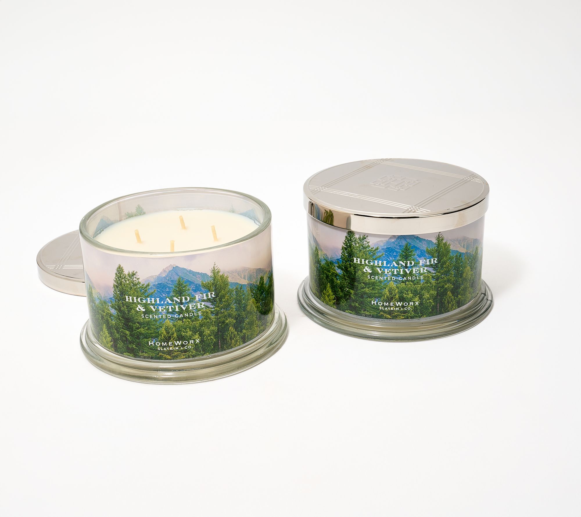 HomeWorx by Slatkin + Co. S/2 18oz Highland Fir & Vetiver Candles
