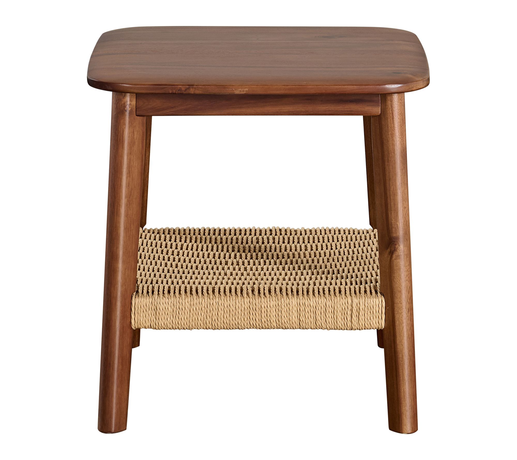 Alaterre Furniture Calais 20" Side Table with Woven Shelf