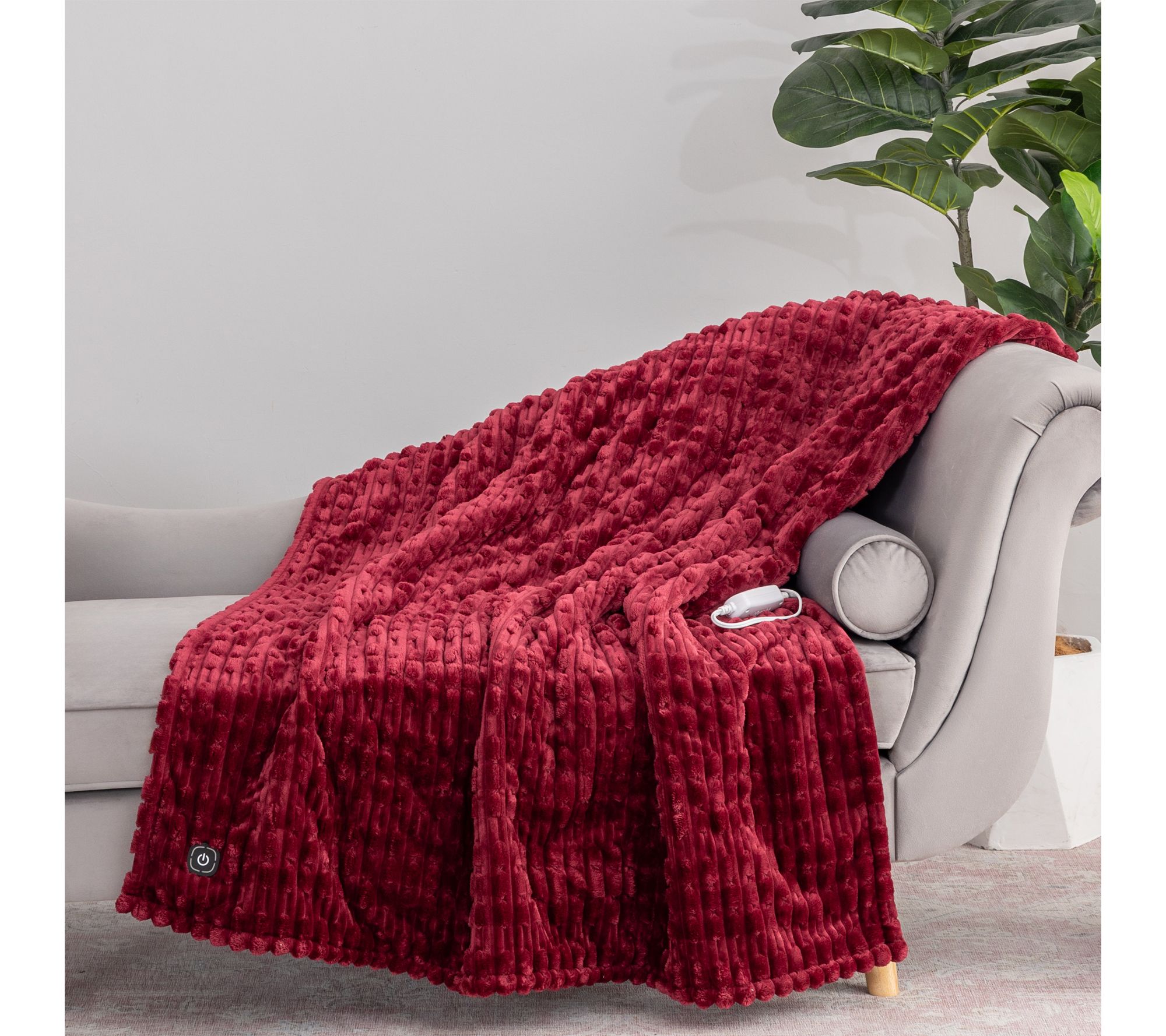 "As Is" Berkshire Velvetsoft & Sherpa Heated 50x60 Throw