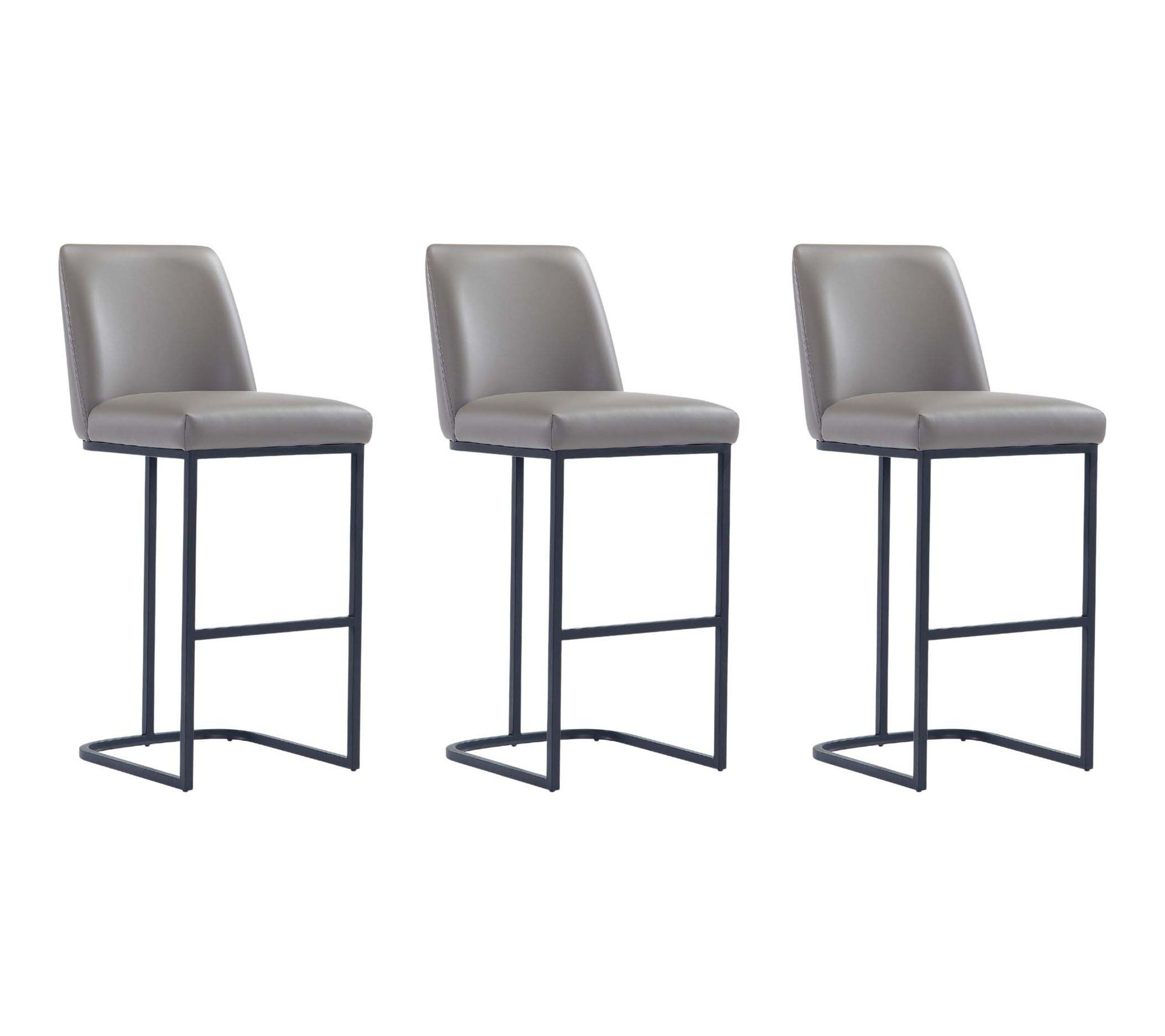 Manhattan Comfort Serena Metal Upholstered Barstool - Set of 3