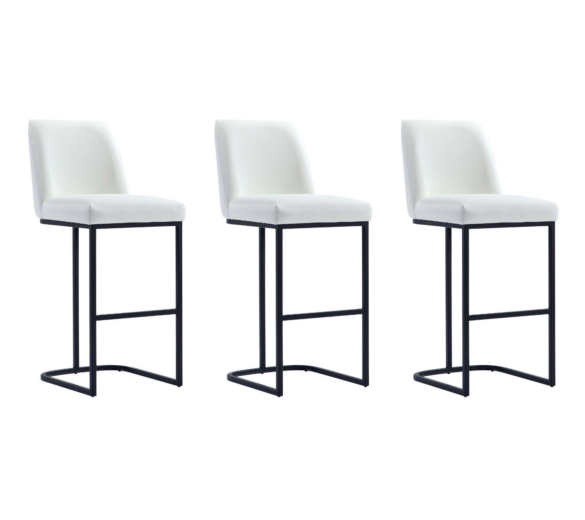Manhattan Comfort Serena Metal Upholstered Barstool - Set of 3