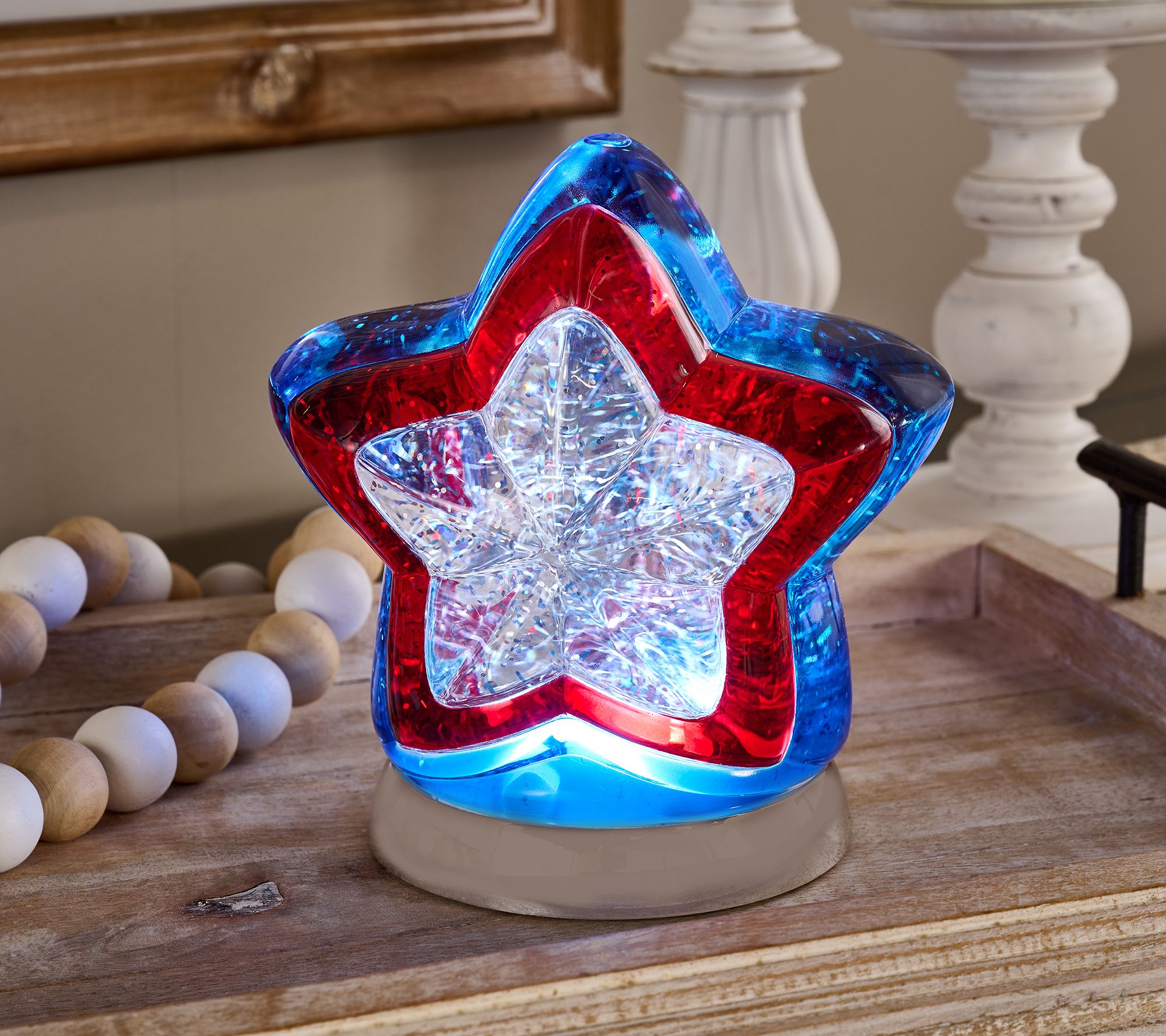 "As Is" Illuminated Glitter Patriotic Star by Valerie
