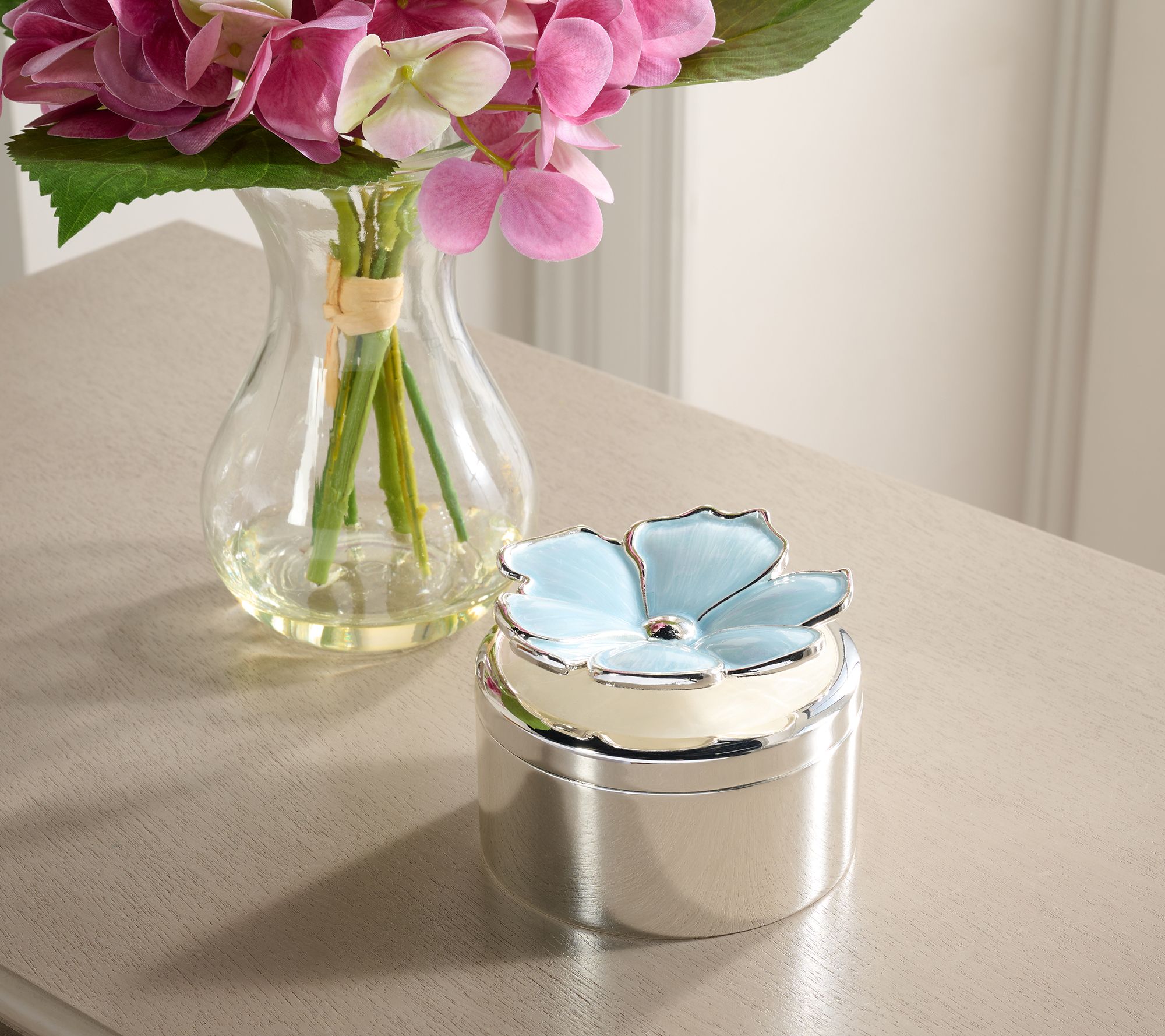 "As Is" Round Trinket box with Flower by Valerie