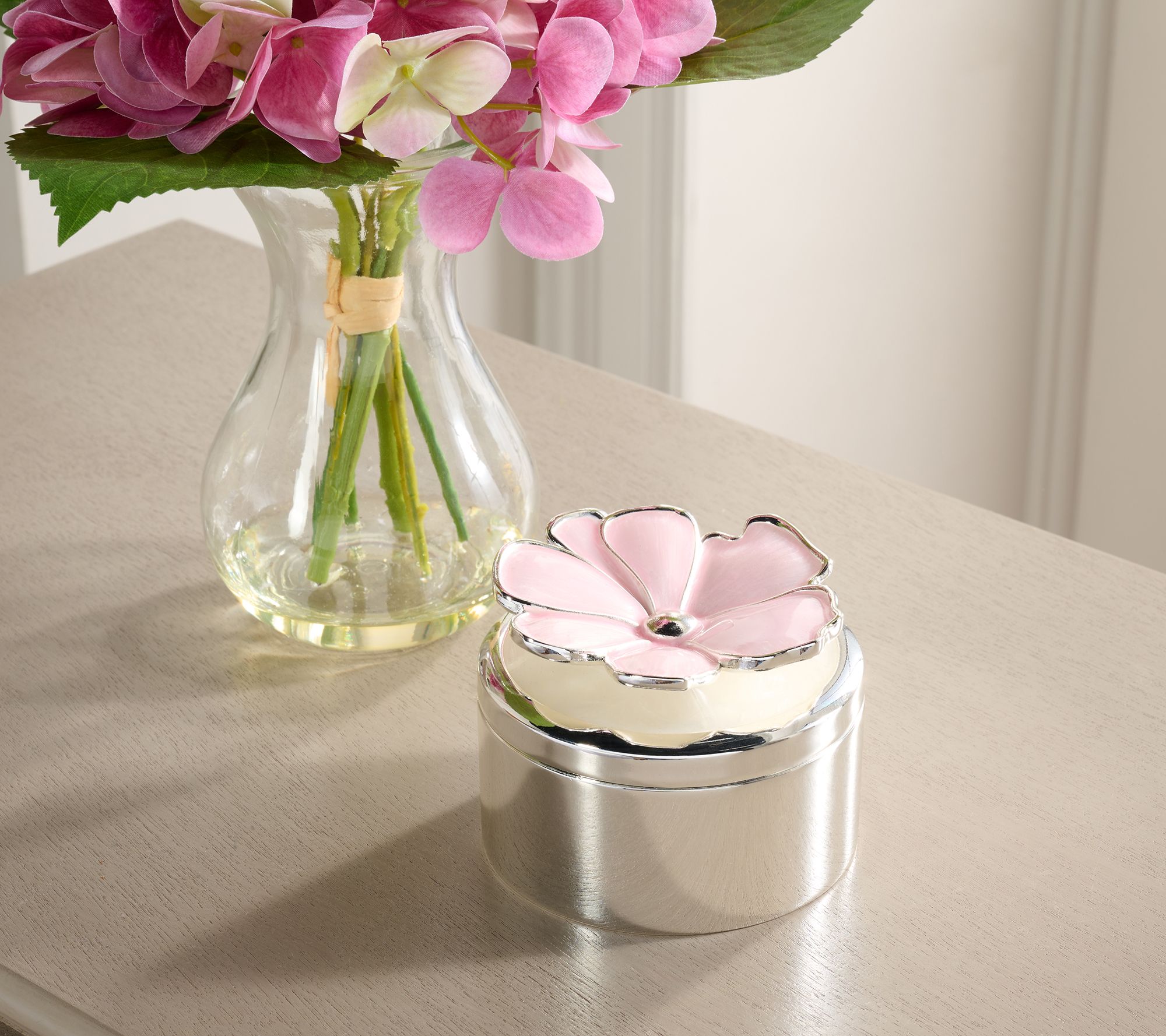 "As Is" Round Trinket box with Flower by Valerie