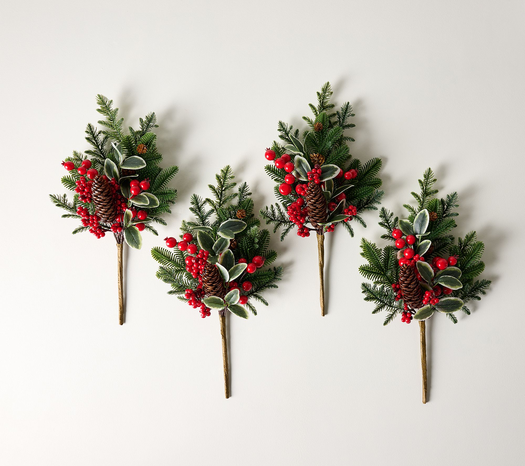 Set of 4 Berry, Pinecone and Greenery Picks by Valerie
