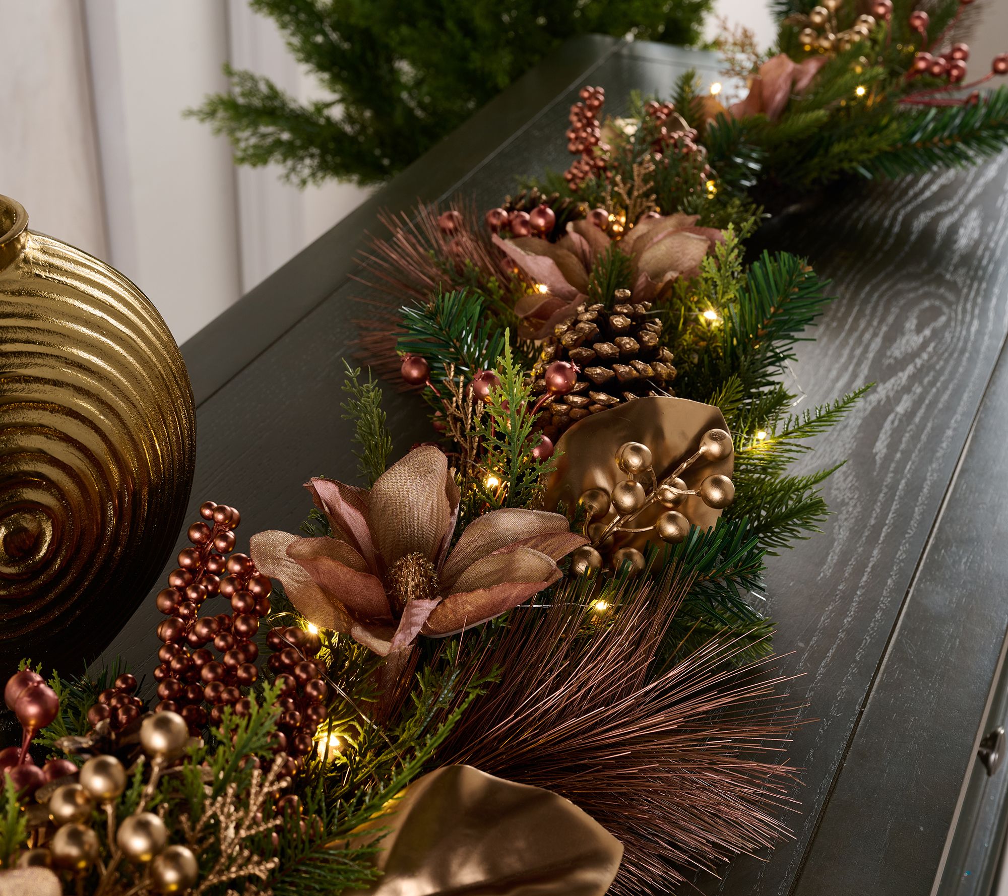 "As Is" Home Reflections 72" Gold Magnolia Garland