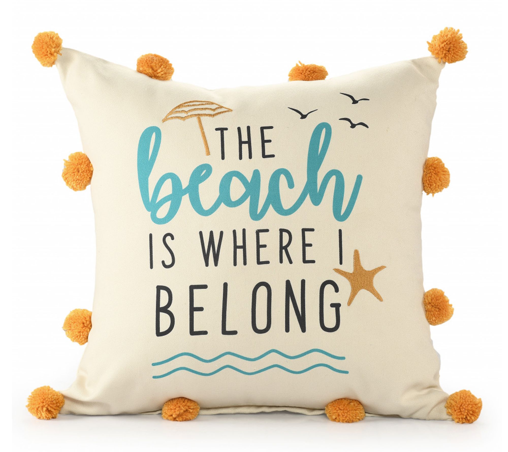 HomeRoots 20" The Beach Is Where I Belong Pillow