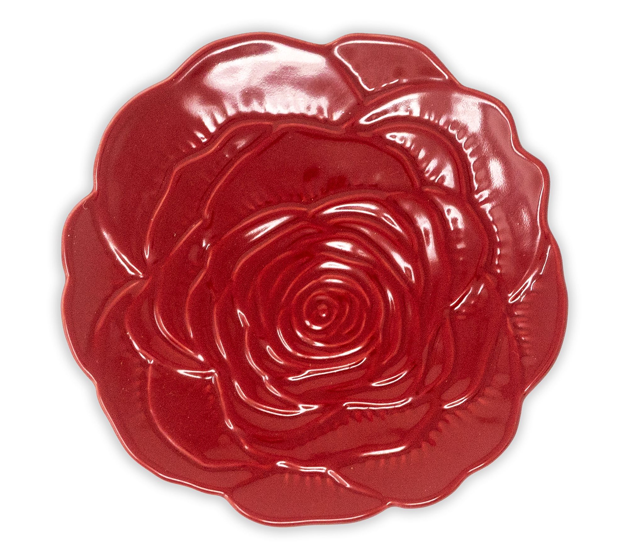Steel Mill & Co. Embossed Trinket Tray, Red Rose